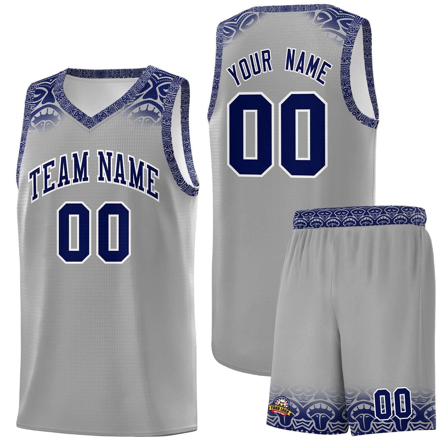 Custom Gray Royal Personalized Indians Print Kits Sports Uniform Basketball Jersey|KXKSHOP