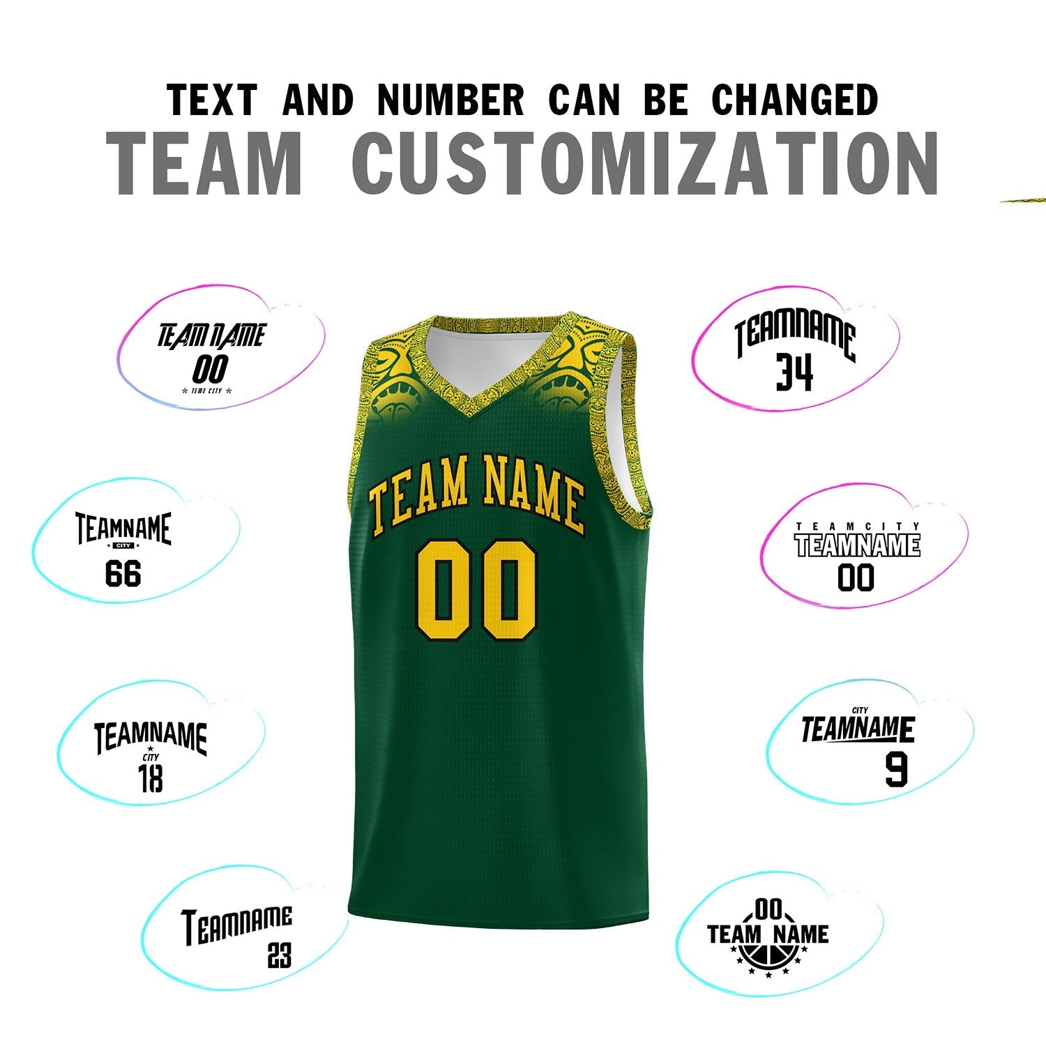 Custom Green Gold Personalized Indians Print Kits Sports Uniform Basketball Jersey|KXKSHOP