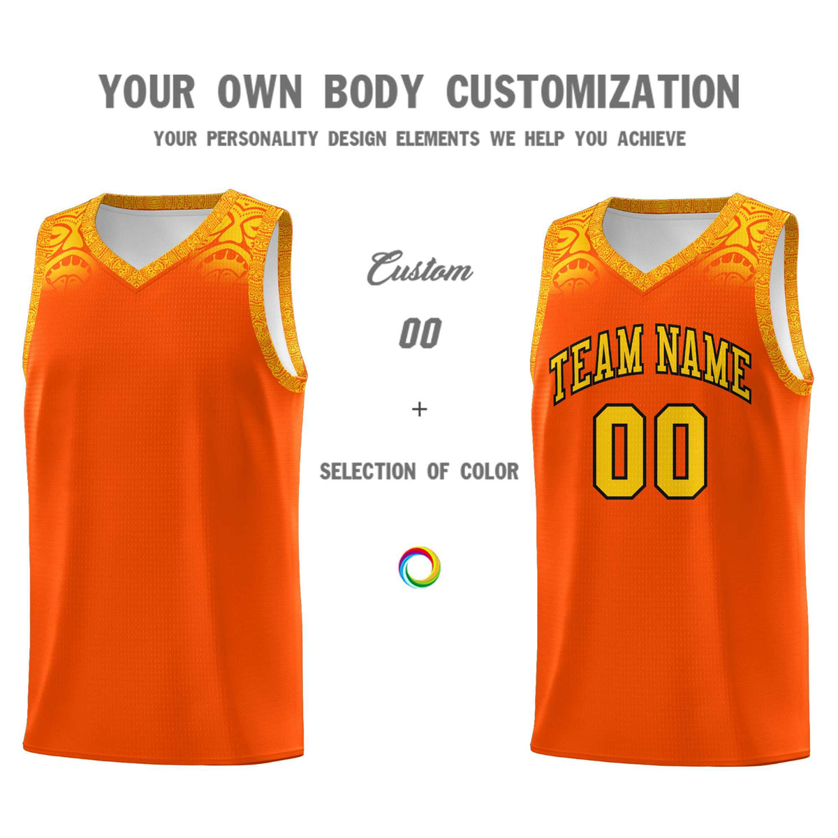 Custom Orange Gold Personalized Indians Print Kits Sports Uniform Basketball Jersey|KXKSHOP