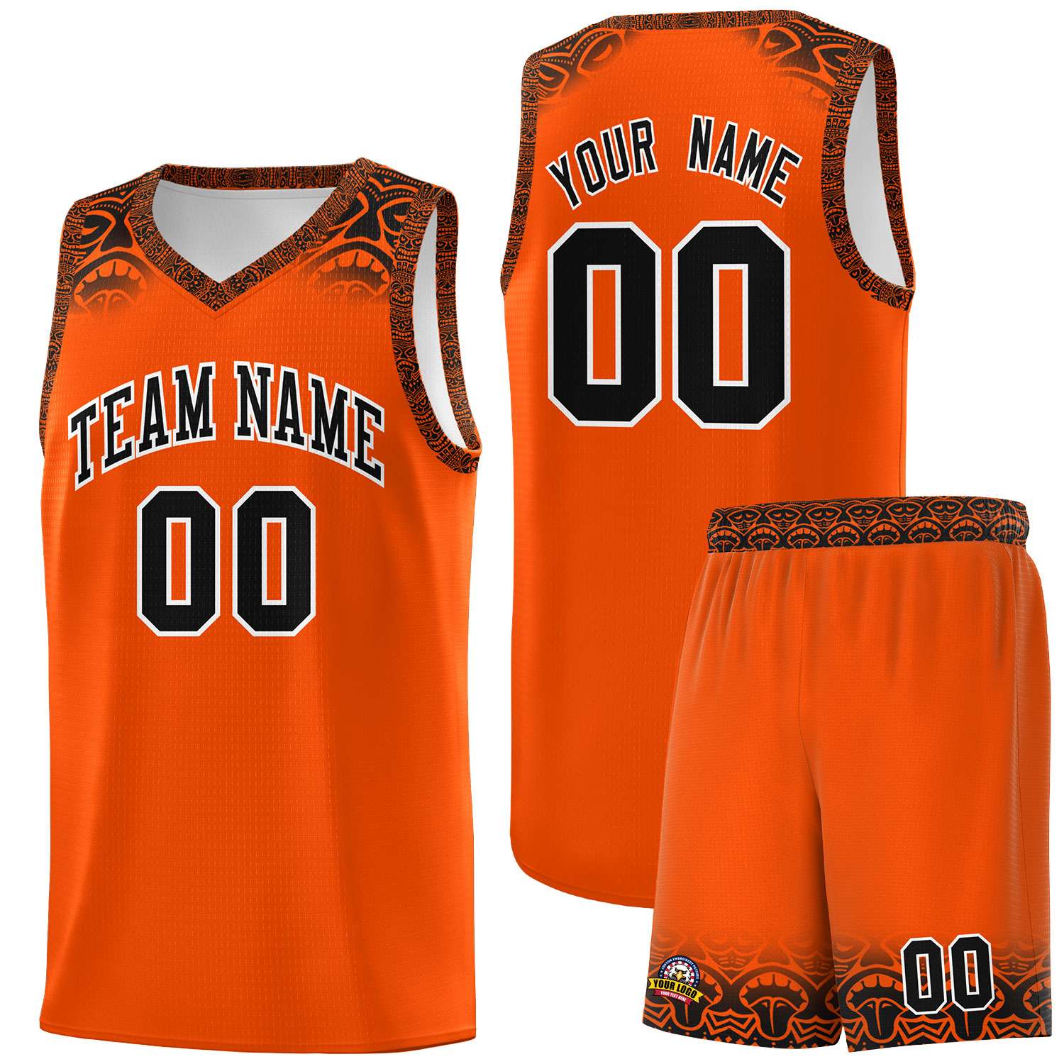 Custom Orange Black Personalized Indians Print Kits Sports Uniform Basketball Jersey|KXKSHOP
