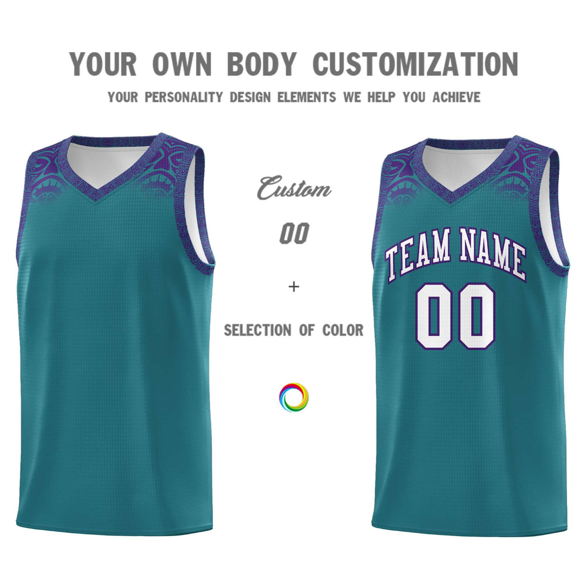 Custom Aqua Purple Personalized Indians Print Kits Sports Uniform Basketball Jersey|KXKSHOP