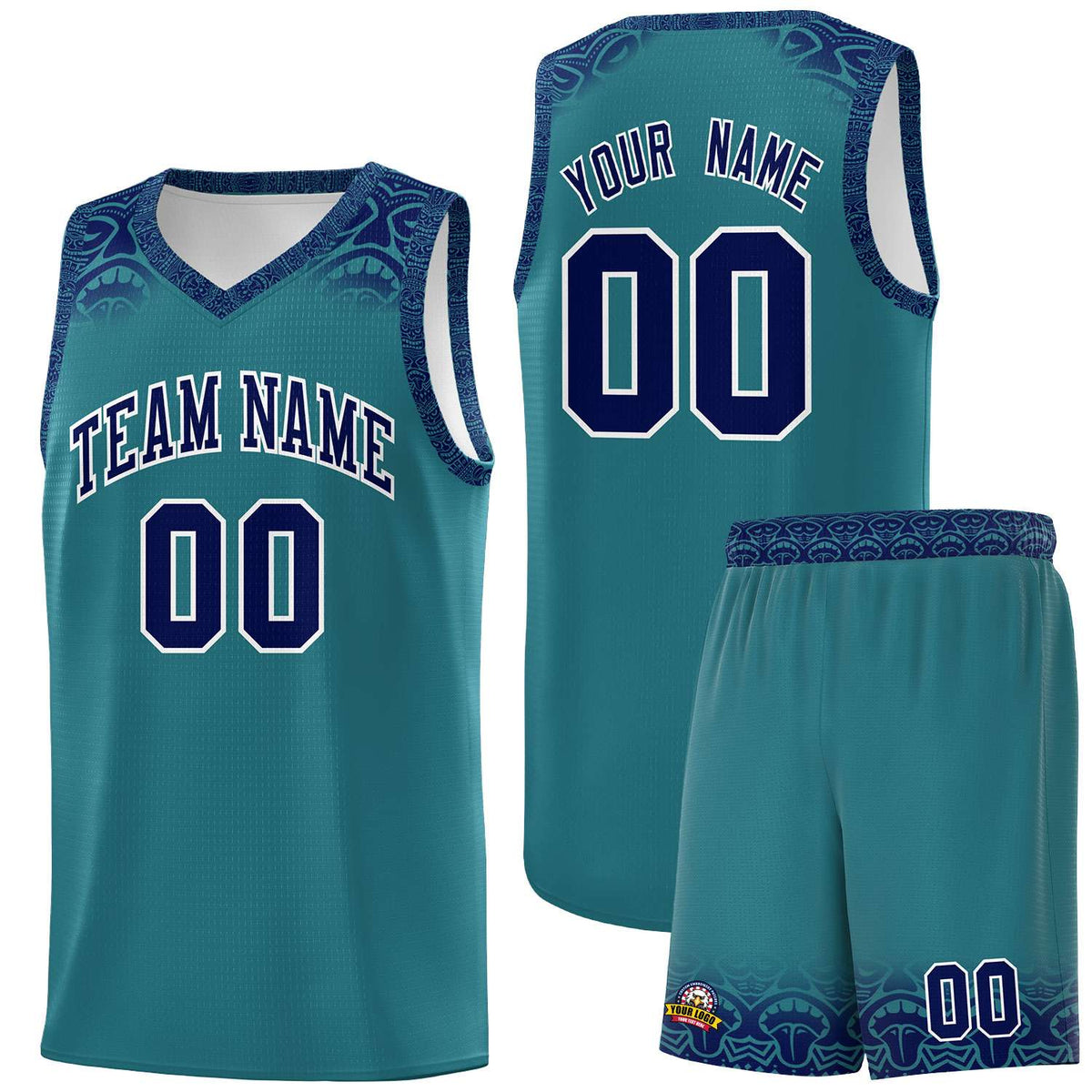 Custom Aqua Royal Personalized Indians Print Kits Sports Uniform Basketball Jersey|KXKSHOP