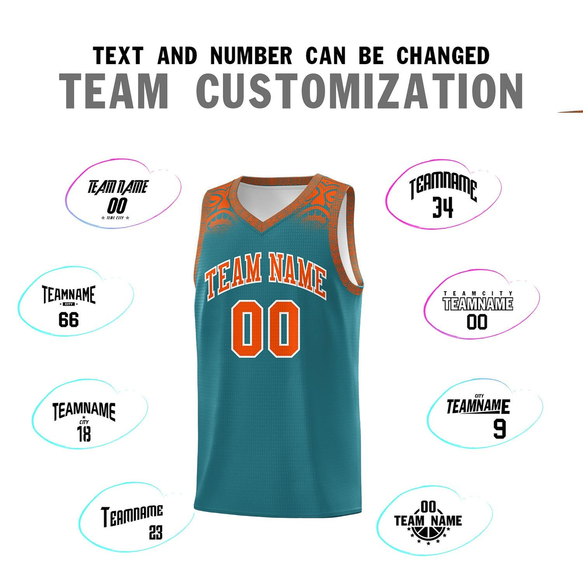 Custom Aqua Orange Personalized Indians Print Kits Sports Uniform Basketball Jersey|KXKSHOP