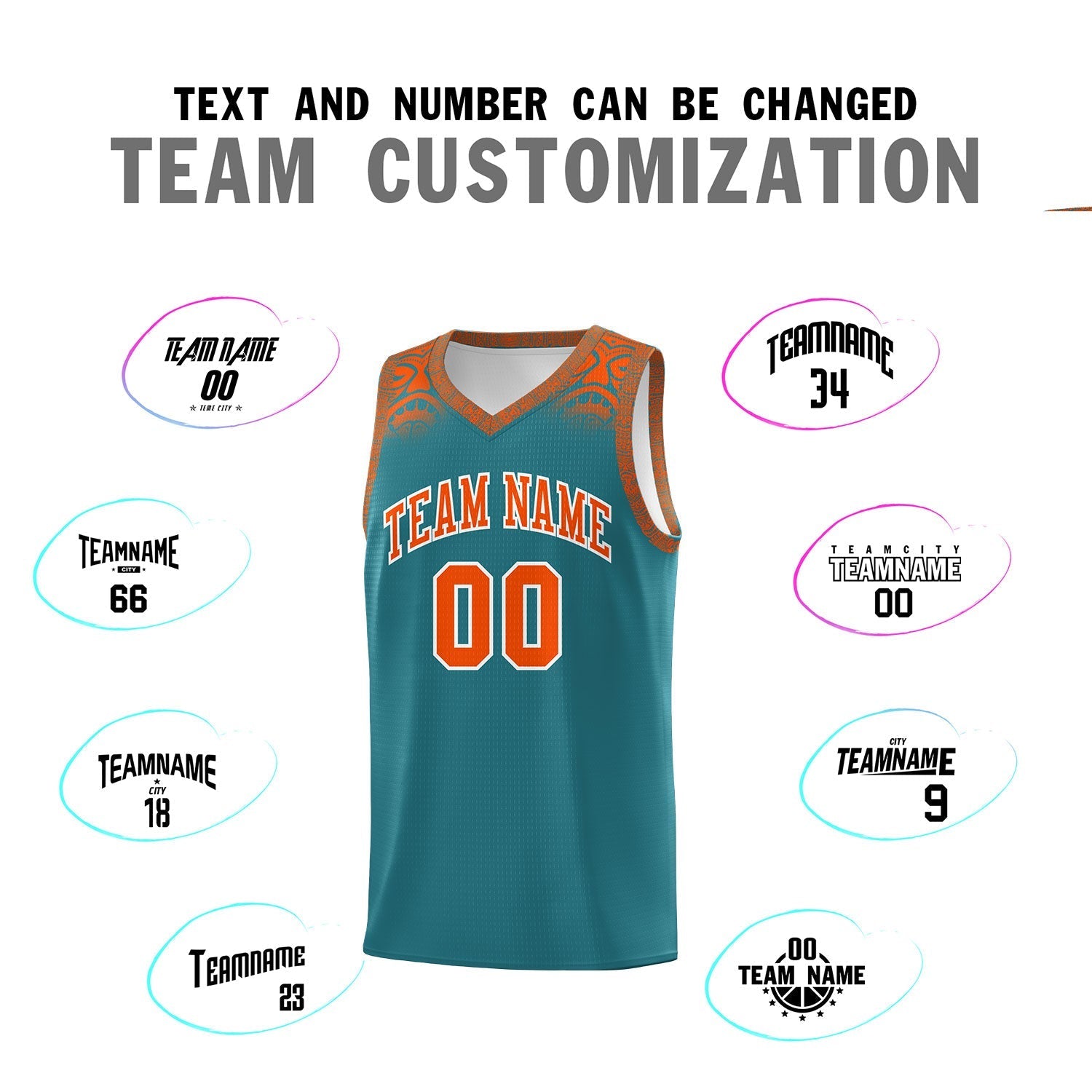Custom Aqua Orange Personalized Indians Print Kits Sports Uniform Basketball Jersey|KXKSHOP