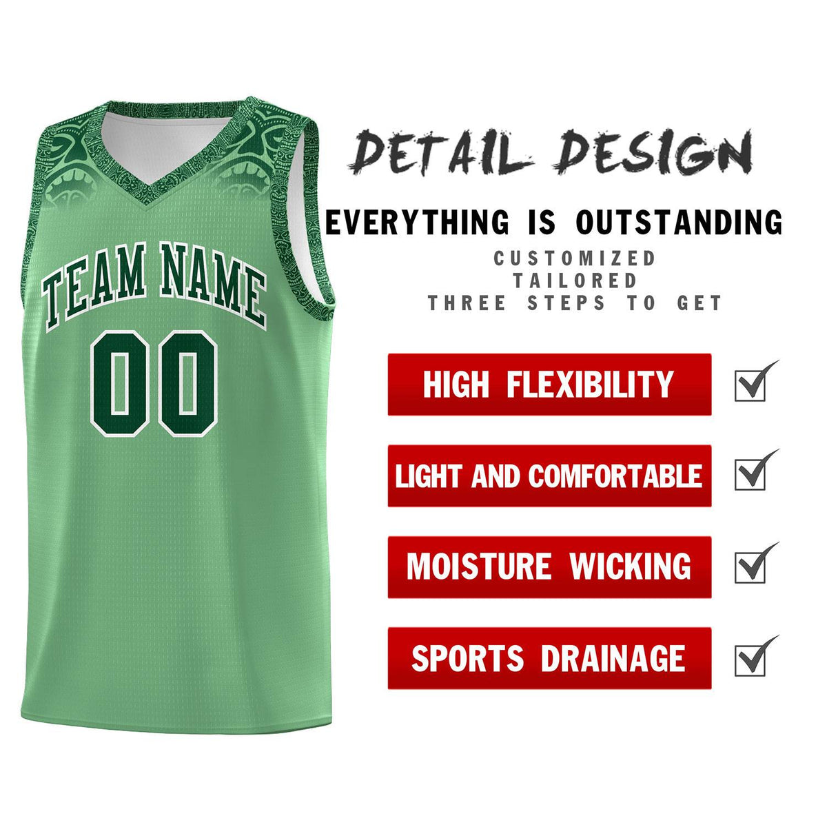 Custom Green Green Personalized Indians Print Kits Sports Uniform Basketball Jersey|KXKSHOP