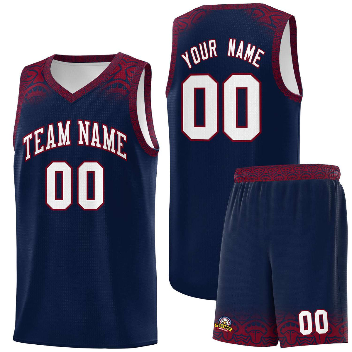 Custom Navy Crimson Personalized Indians Print Kits Sports Uniform Basketball Jersey|KXKSHOP