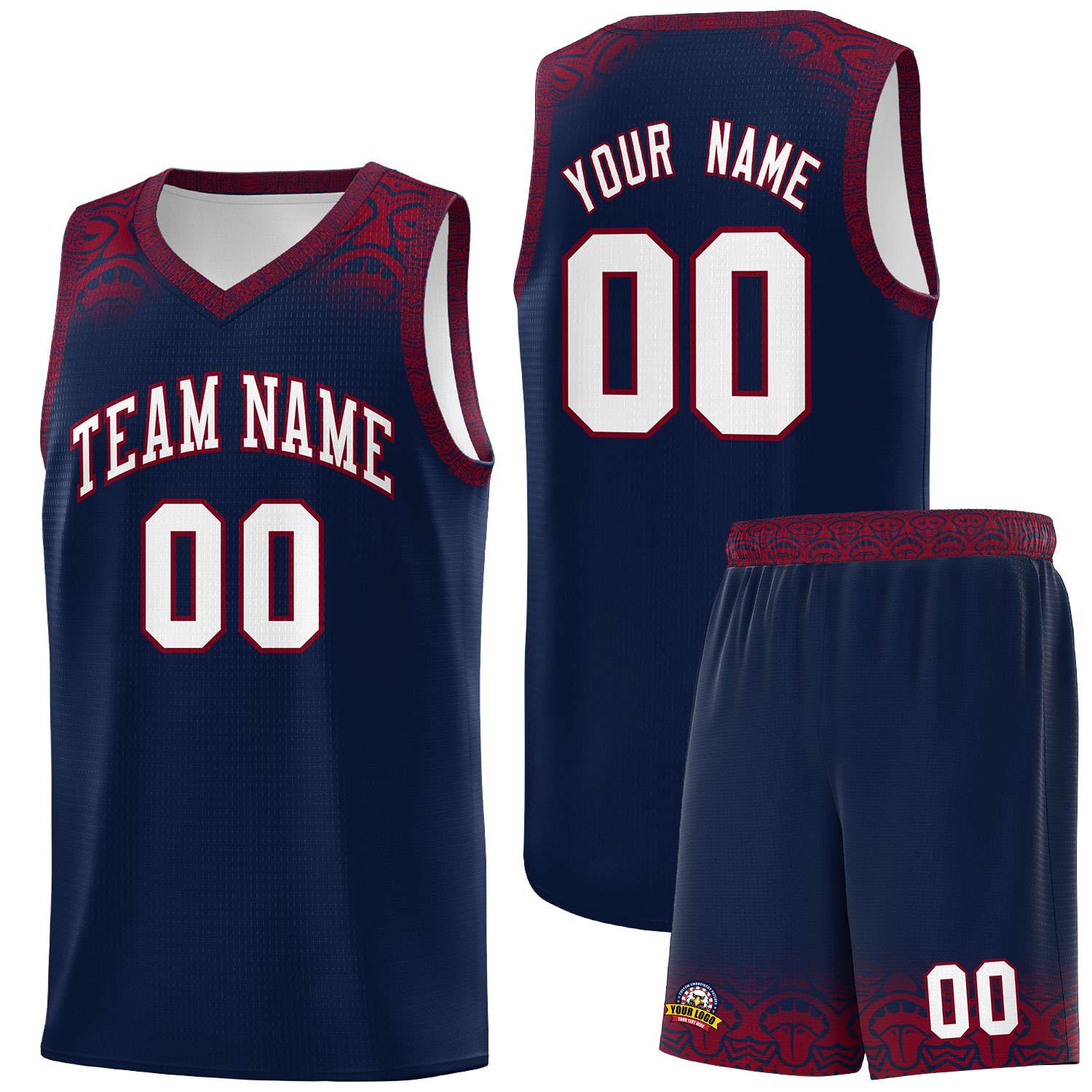 Custom Navy Crimson Personalized Indians Print Kits Sports Uniform Basketball Jersey|KXKSHOP