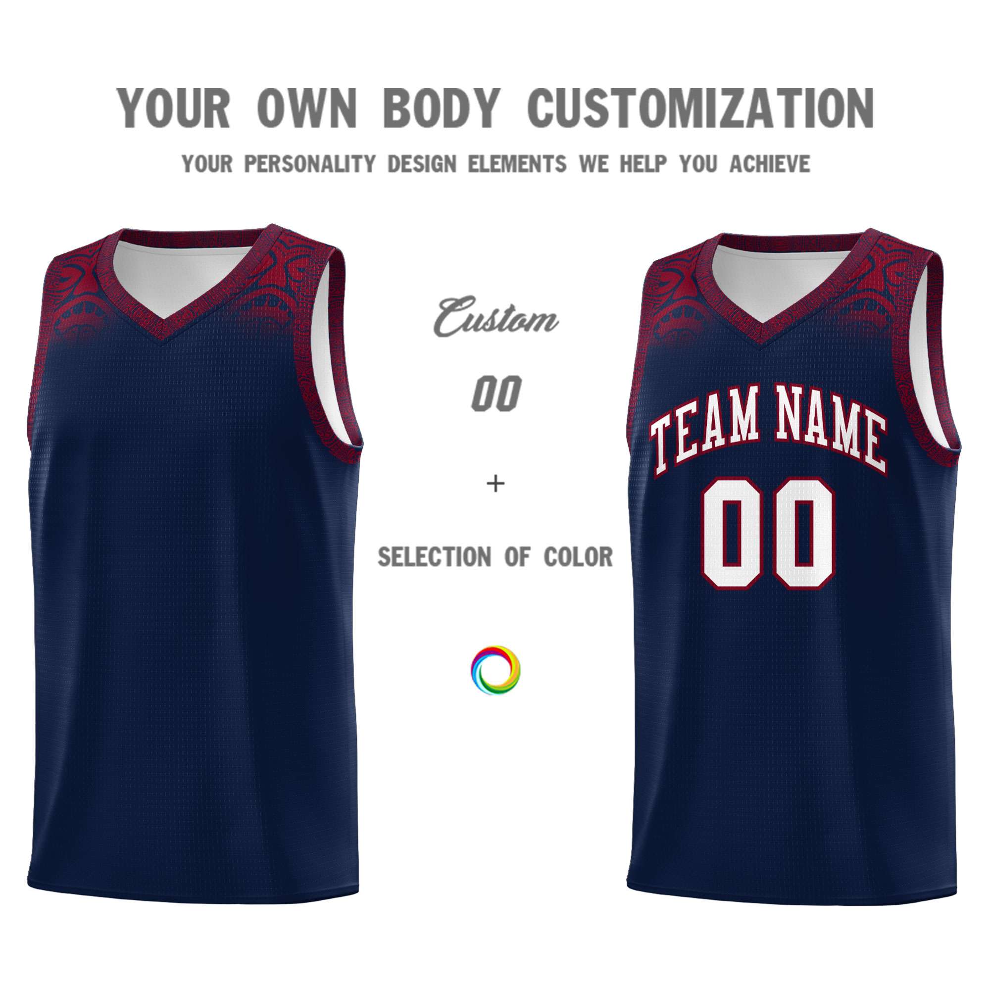 Custom Navy Crimson Personalized Indians Print Kits Sports Uniform Basketball Jersey|KXKSHOP