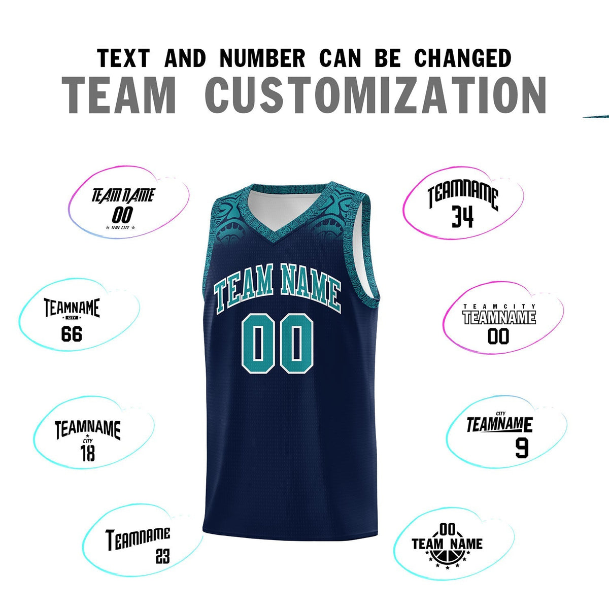 Custom Navy Aqua Personalized Indians Print Kits Sports Uniform Basketball Jersey|KXKSHOP