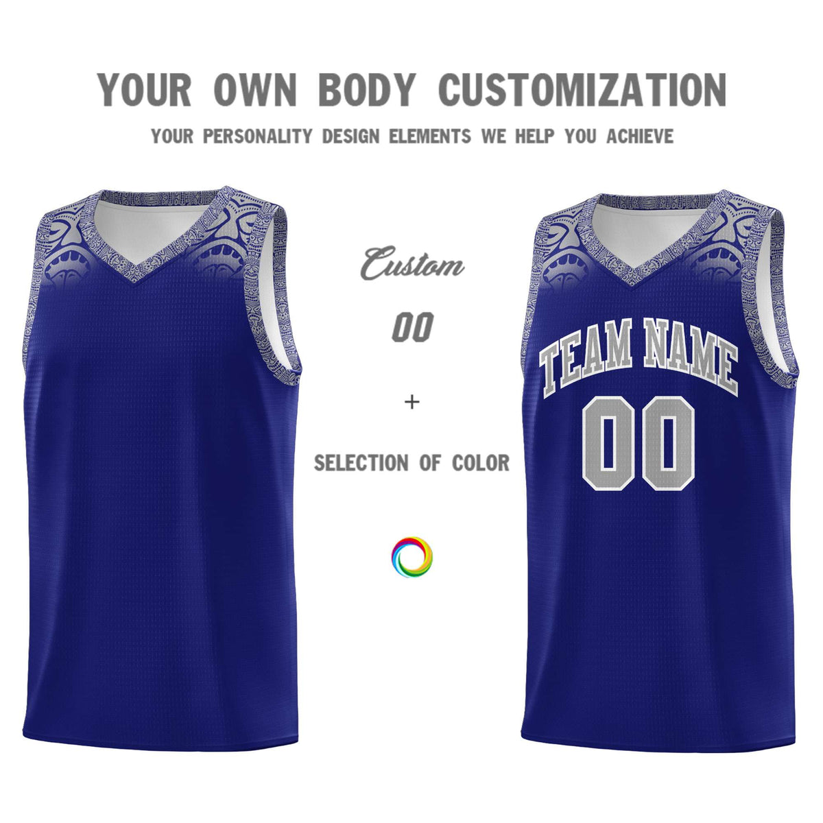 Custom Royal Gray Personalized Indians Print Kits Sports Uniform Basketball Jersey|KXKSHOP