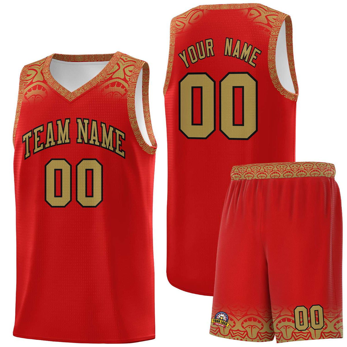 Custom Red Desert Yellow Personalized Indians Print Kits Sports Uniform Basketball Jersey|KXKSHOP