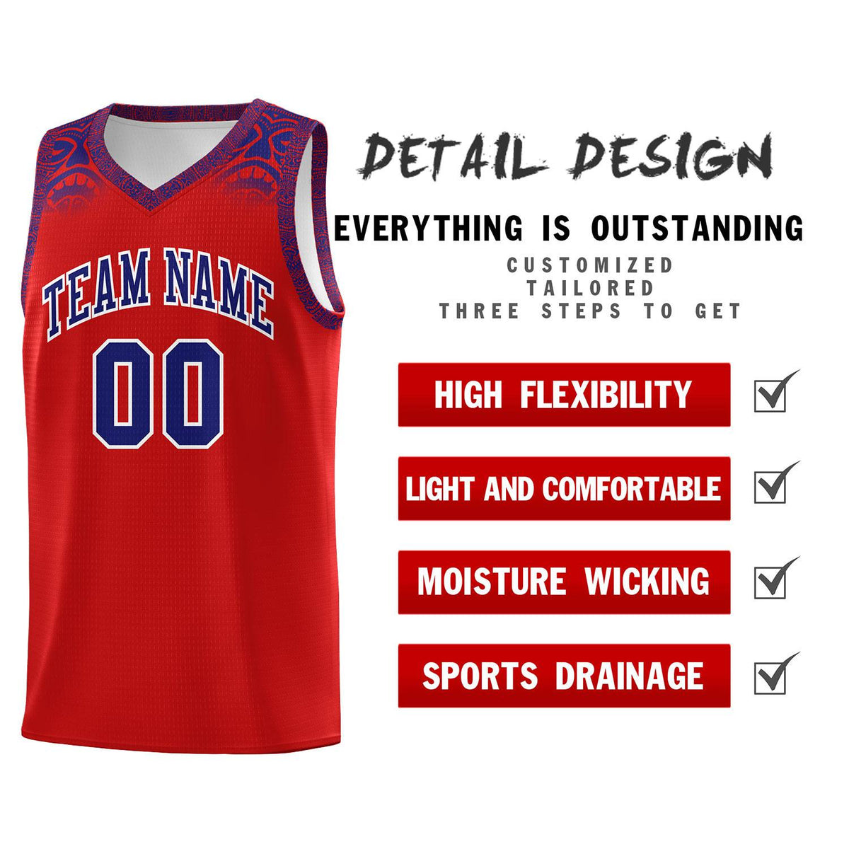 Custom Red Purple Personalized Indians Print Kits Sports Uniform Basketball Jersey|KXKSHOP