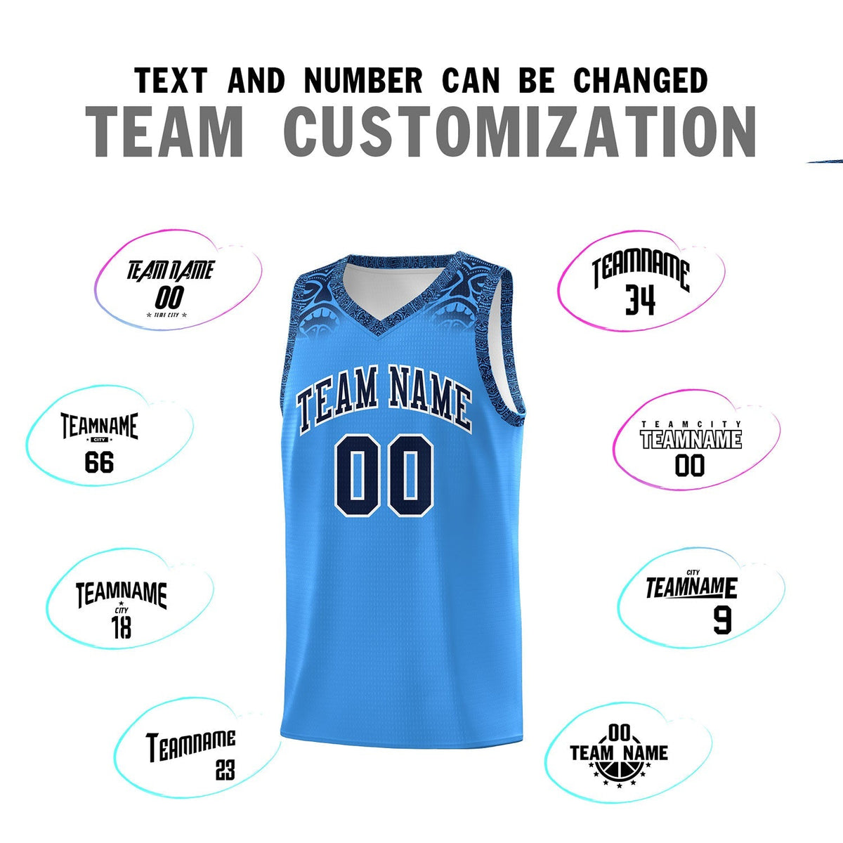 Custom Powder Blue Black Personalized Indians Print Kits Sports Uniform Basketball Jersey|KXKSHOP