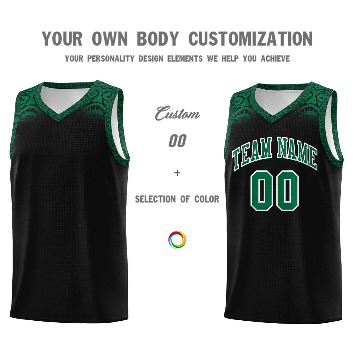 Custom Black Kelly Green Personalized Indians Print Kits Sports Uniform Basketball Jersey|KXKSHOP