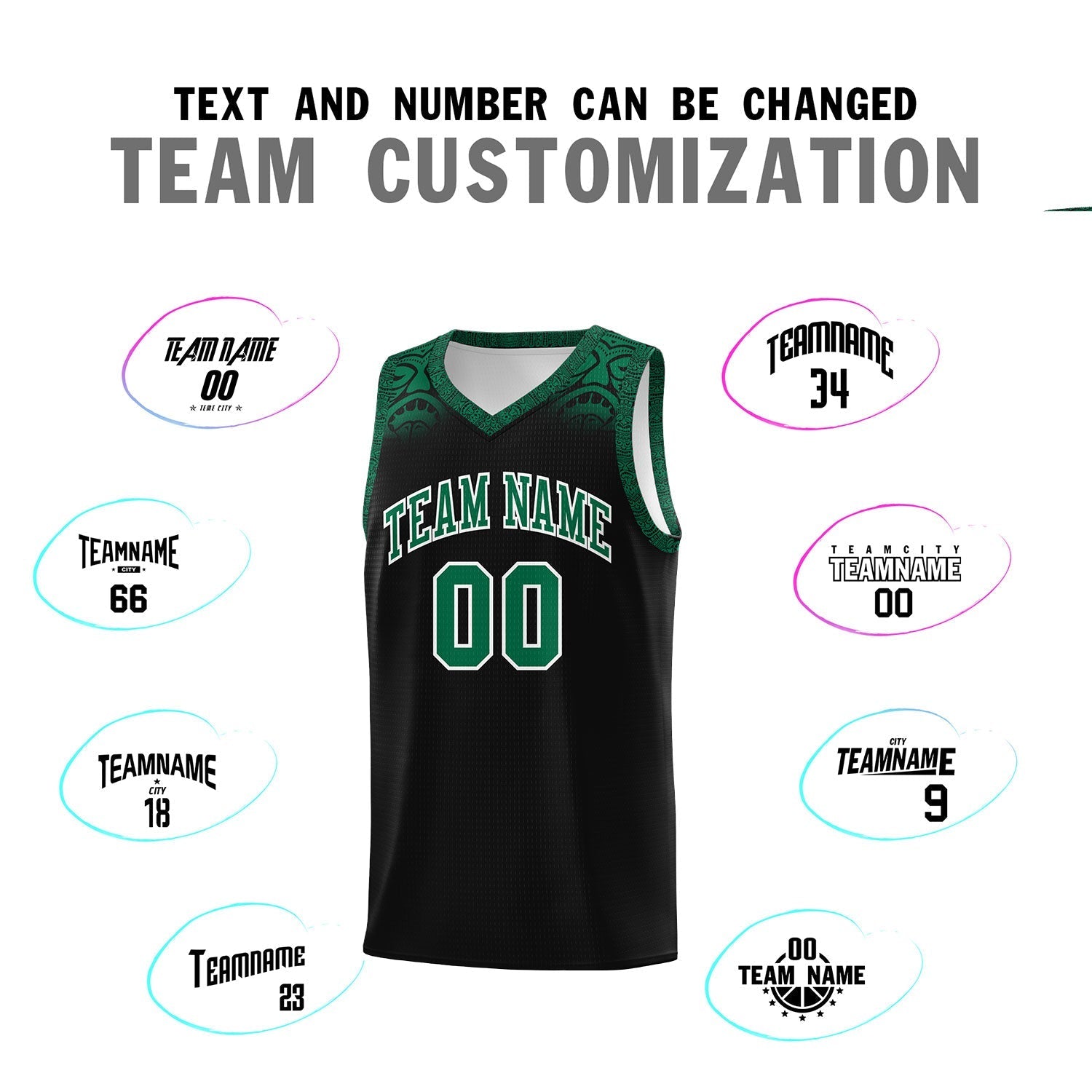 Custom Black Kelly Green Personalized Indians Print Kits Sports Uniform Basketball Jersey|KXKSHOP