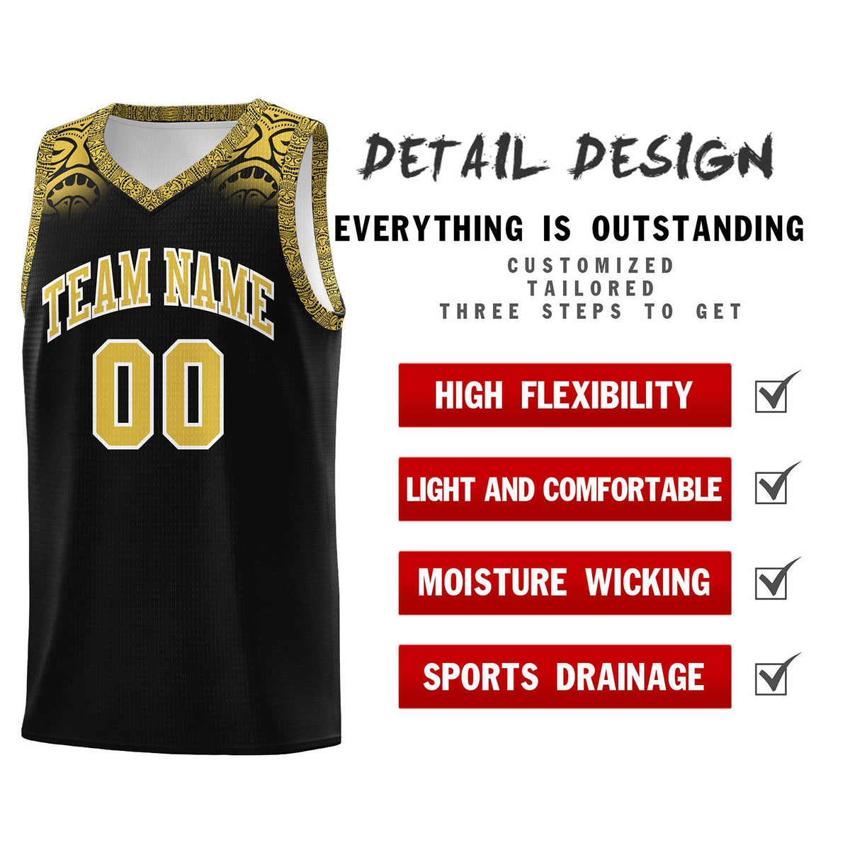 Custom Black Yellow Personalized Indians Print Kits Sports Uniform Basketball Jersey|KXKSHOP