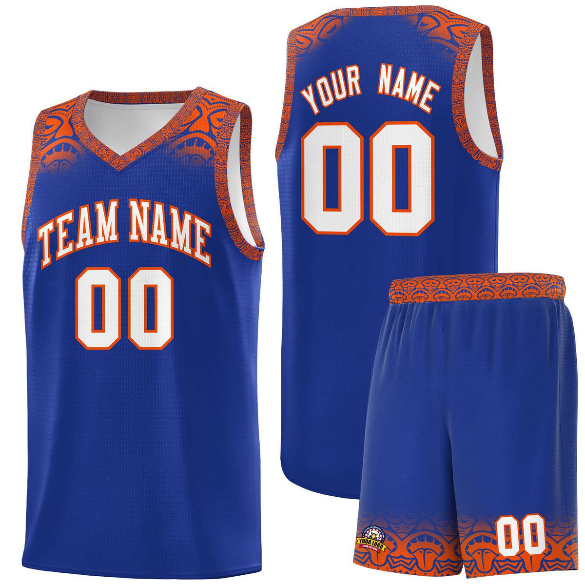 Custom Royal Orange Personalized Indians Print Kits Sports Uniform Basketball Jersey|KXKSHOP