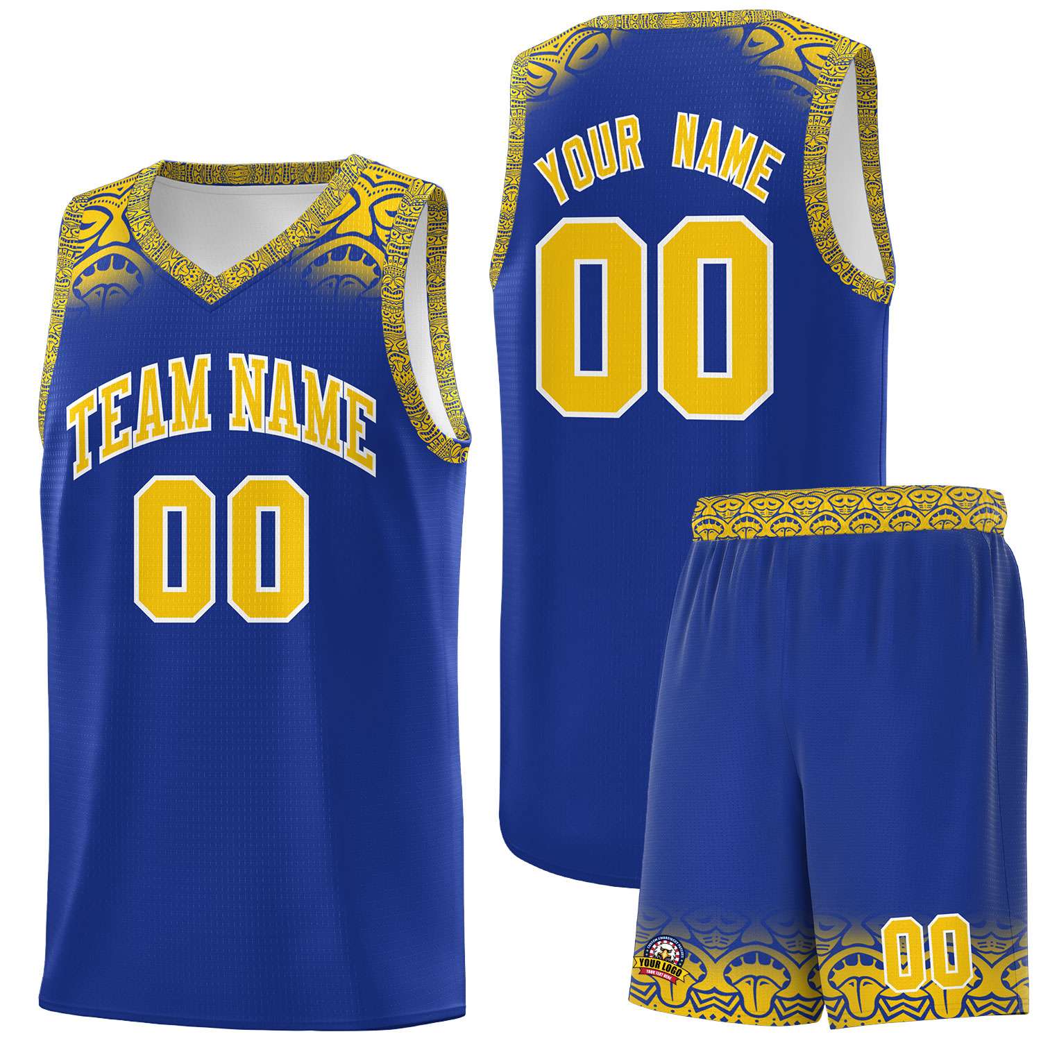 Custom Royal Gold Personalized Indians Print Kits Sports Uniform Basketball Jersey|KXKSHOP