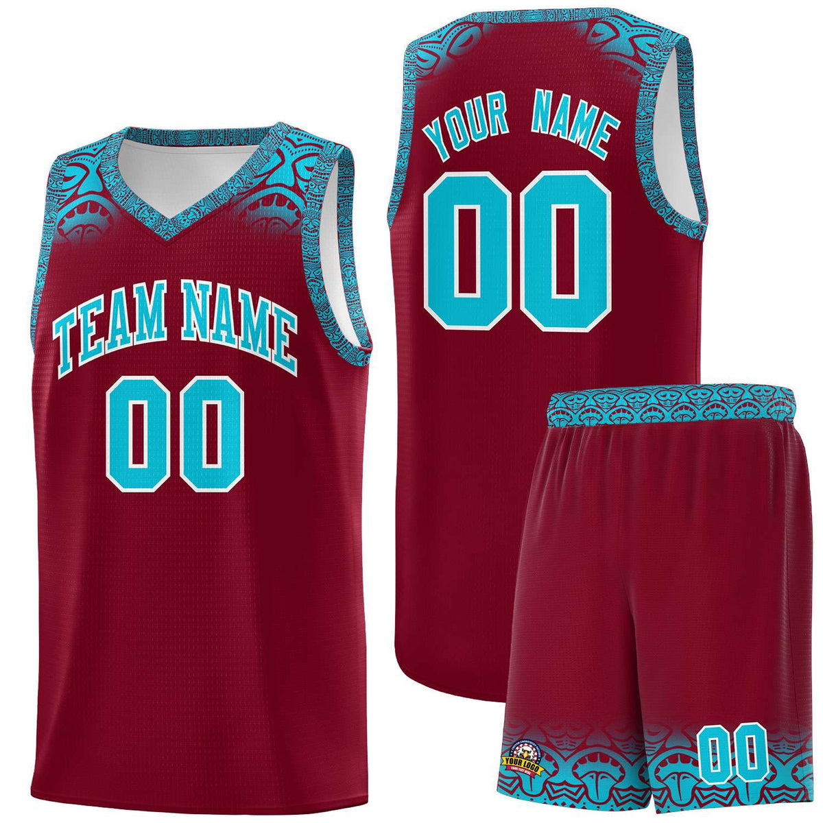 Custom Crimson Sky Blue Personalized Indians Print Kits Sports Uniform Basketball Jersey|KXKSHOP