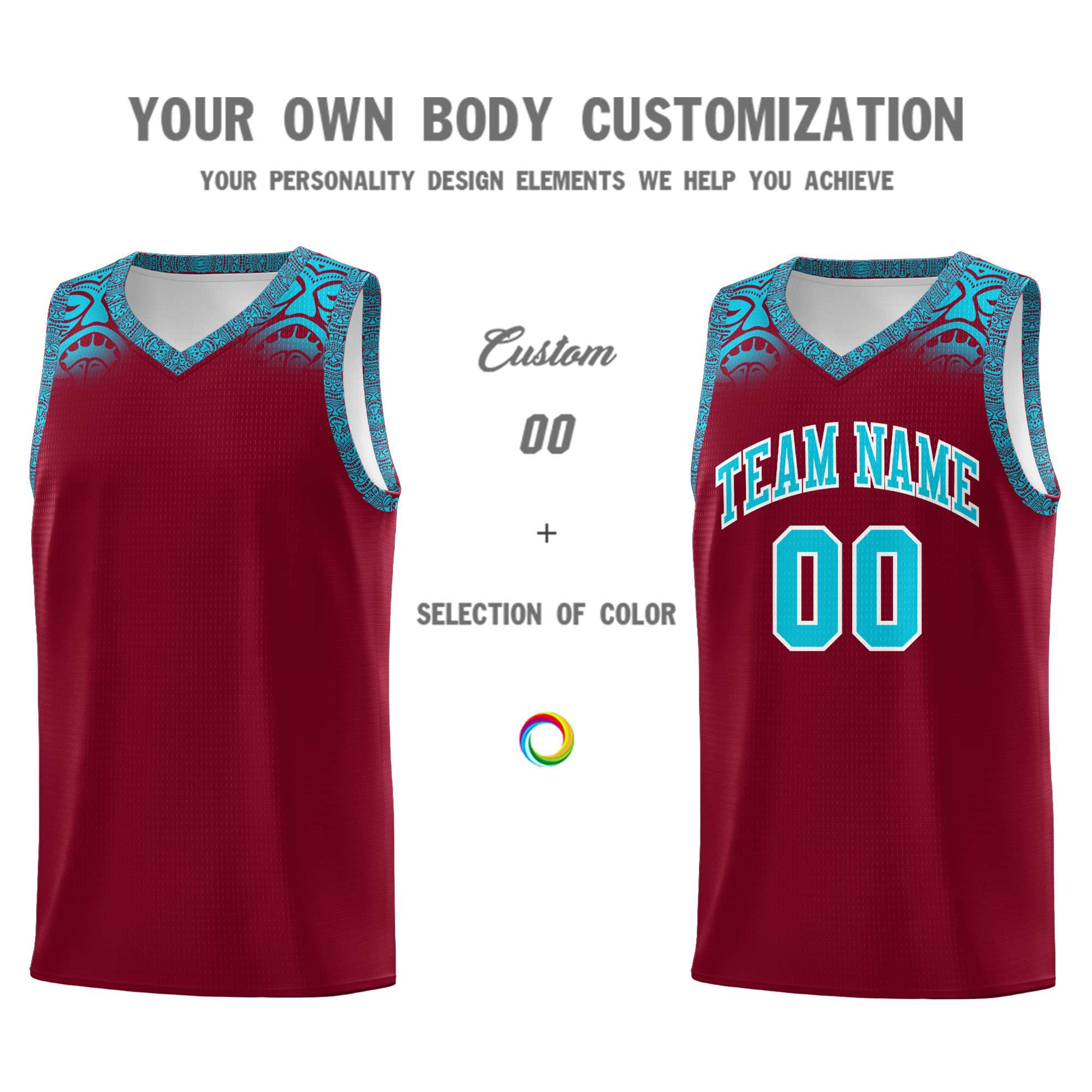 Custom Crimson Sky Blue Personalized Indians Print Kits Sports Uniform Basketball Jersey|KXKSHOP