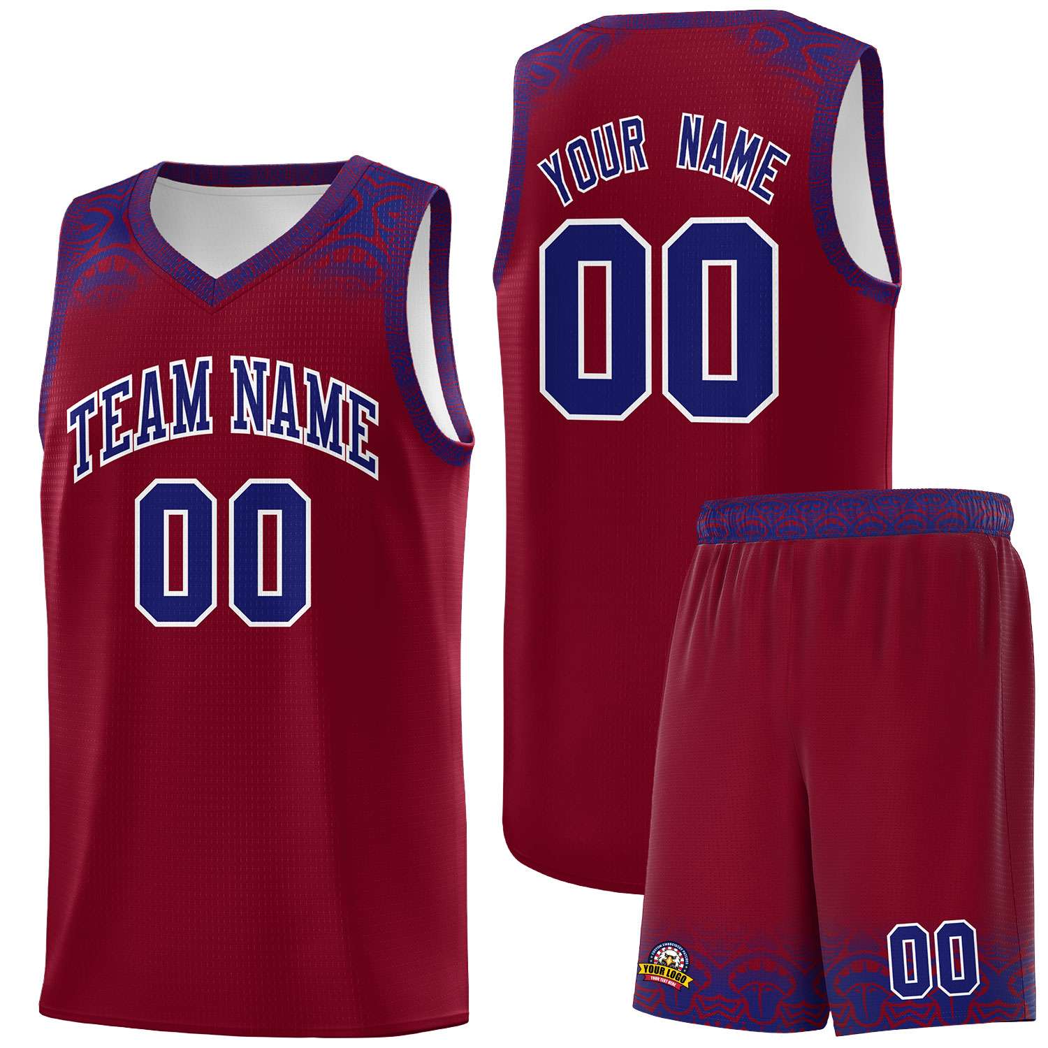 Custom Crimson Royal Personalized Indians Print Kits Sports Uniform Basketball Jersey|KXKSHOP