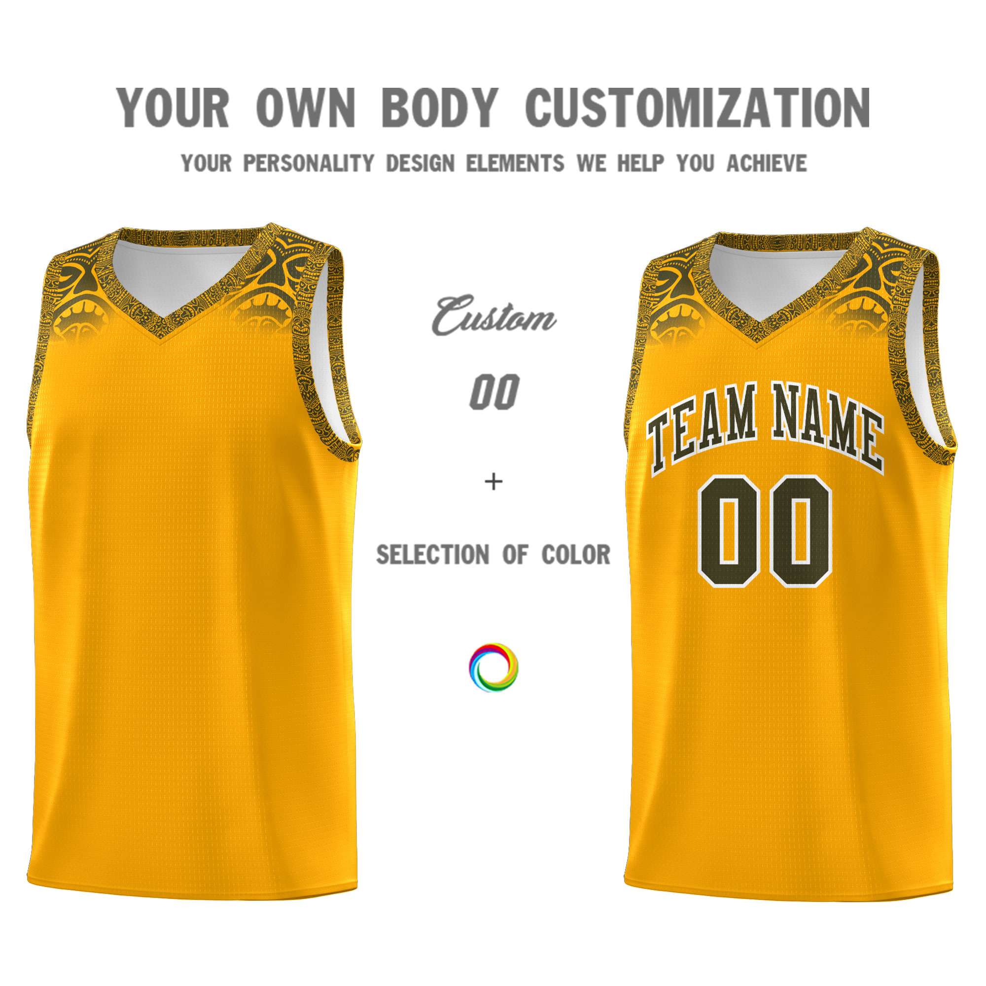 Custom Yellow Olive Personalized Indians Print Kits Sports Uniform Basketball Jersey|KXKSHOP
