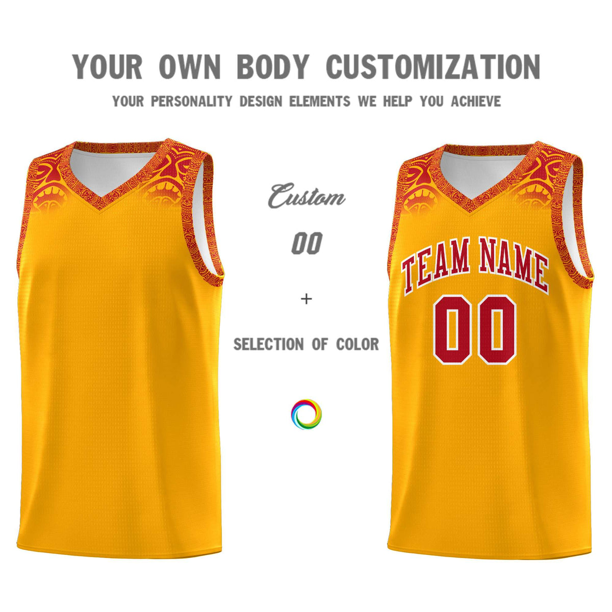 Custom Yellow Red Personalized Indians Print Kits Sports Uniform Basketball Jersey|KXKSHOP