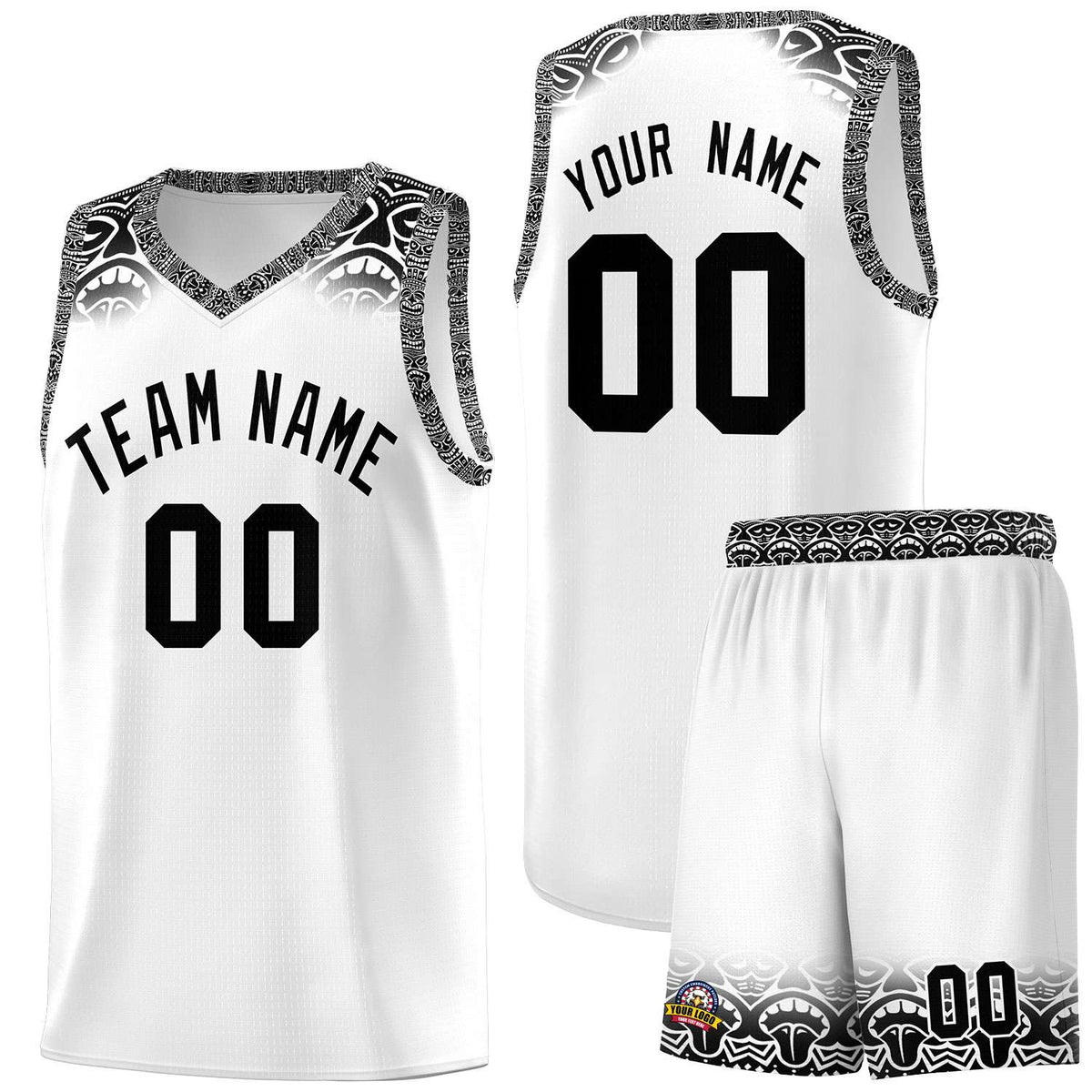 Custom White Black Personalized Indians Print Kits Sports Uniform Basketball Jersey|KXKSHOP