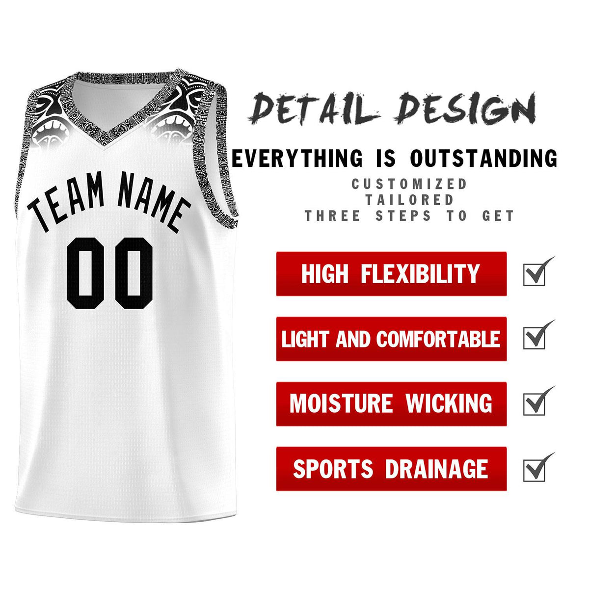 Custom White Black Personalized Indians Print Kits Sports Uniform Basketball Jersey|KXKSHOP