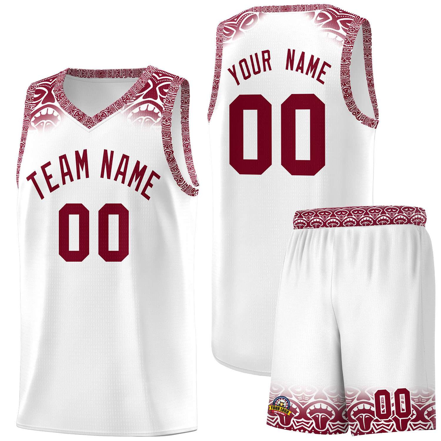 Custom White Crimson Personalized Indians Print Kits Sports Uniform Basketball Jersey|KXKSHOP