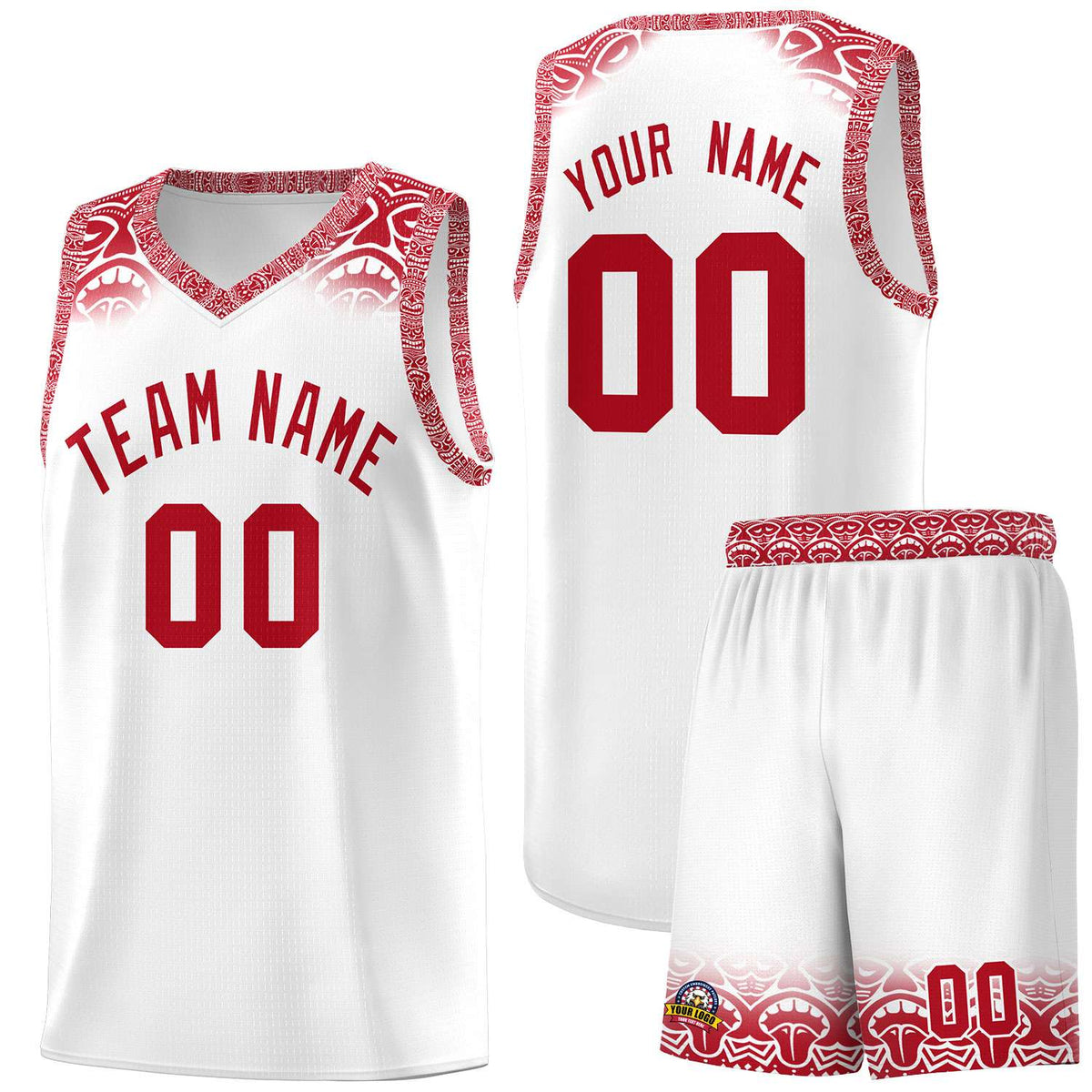 Custom White Red Personalized Indians Print Kits Sports Uniform Basketball Jersey|KXKSHOP