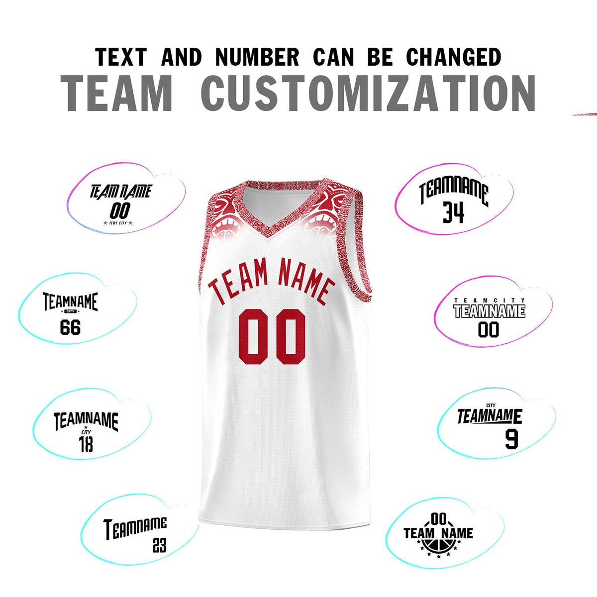 Custom White Red Personalized Indians Print Kits Sports Uniform Basketball Jersey|KXKSHOP