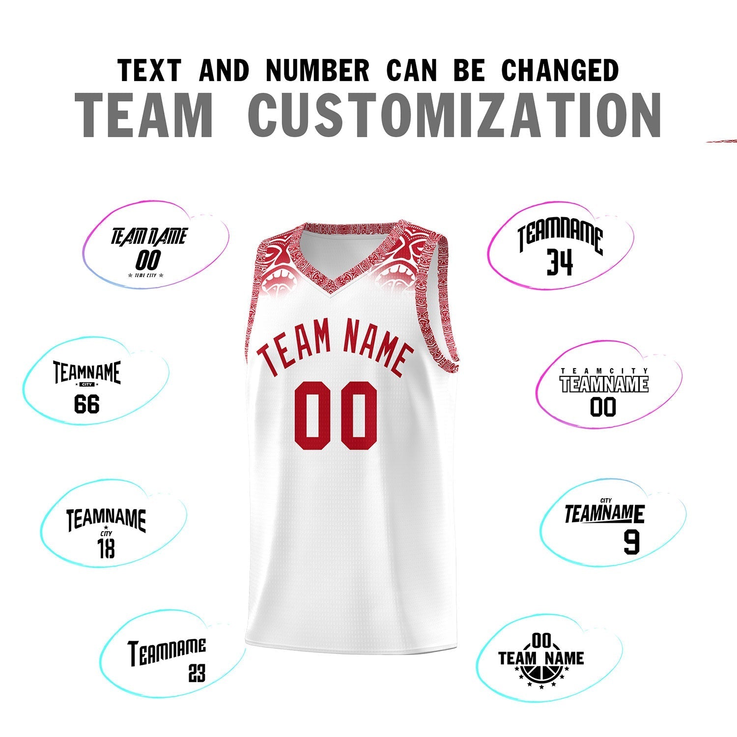Custom White Red Personalized Indians Print Kits Sports Uniform Basketball Jersey|KXKSHOP