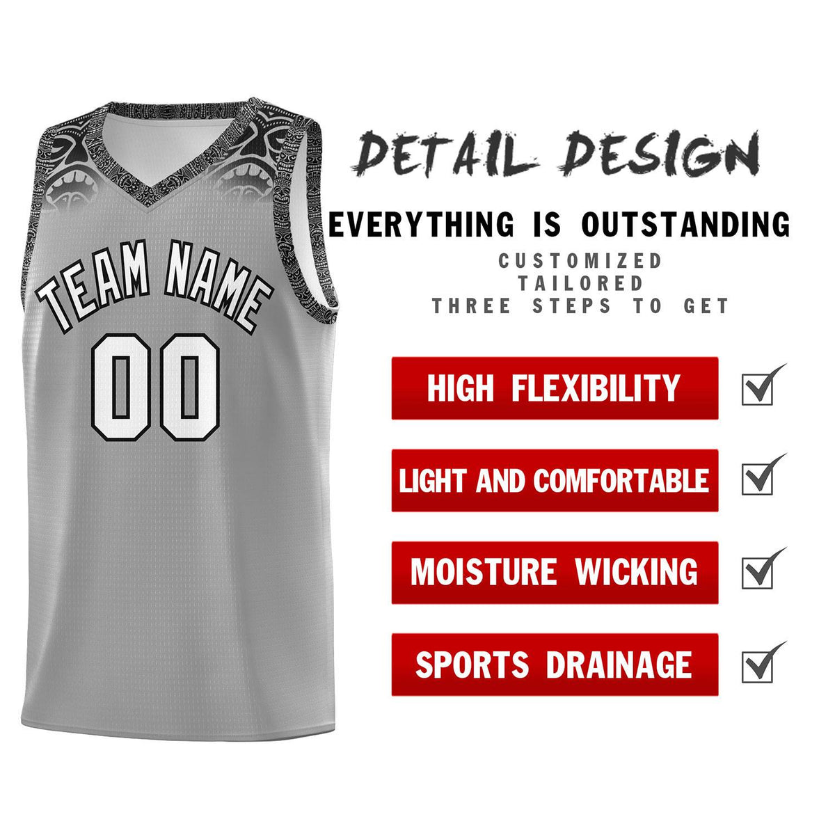 Custom Dark Gray Black Personalized Indians Print Kits Sports Uniform Basketball Jersey|KXKSHOP