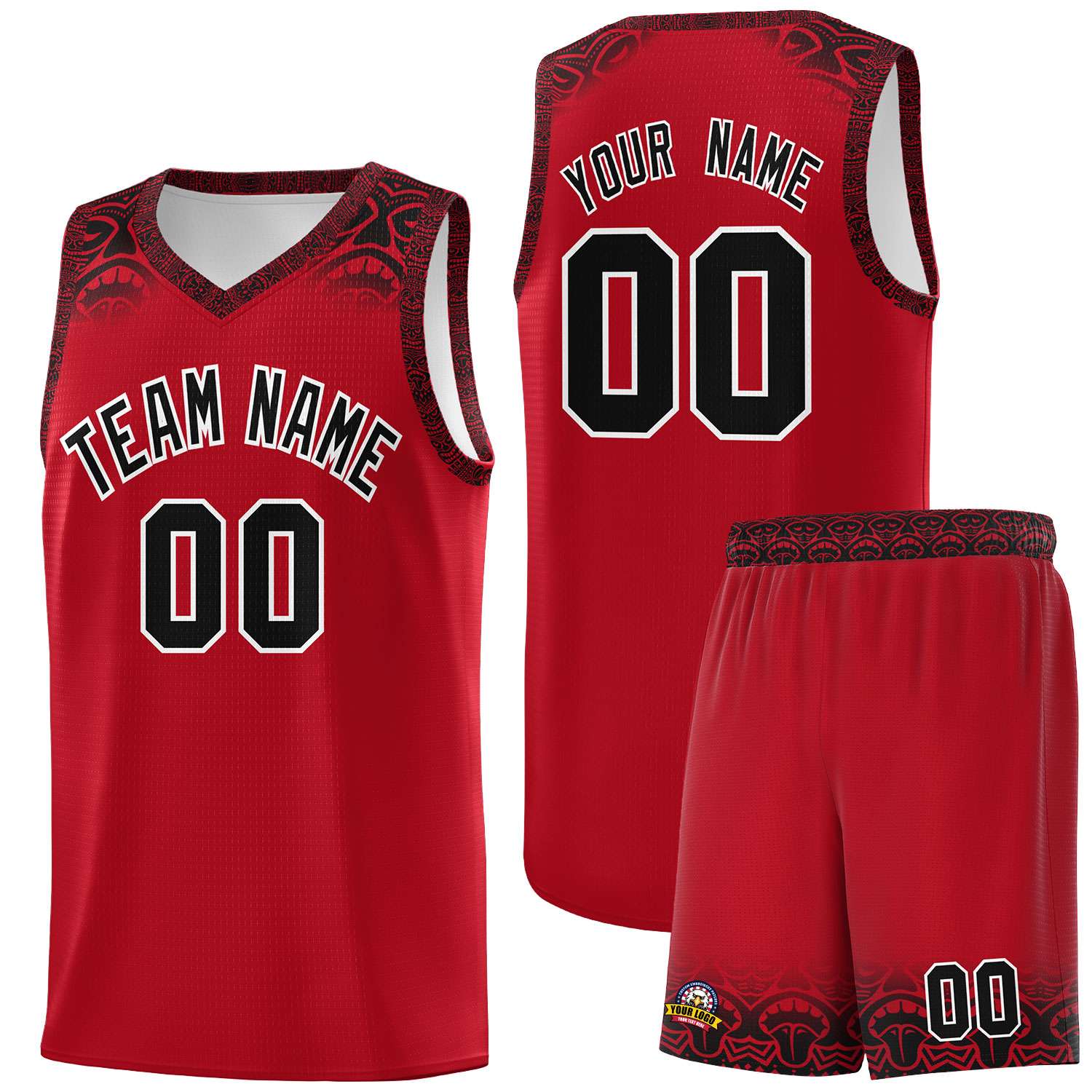 Custom Red Black Personalized Indians Print Kits Sports Uniform Basketball Jersey|KXKSHOP