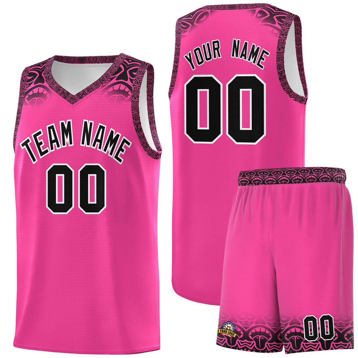 Custom Pink Black Personalized Indians Print Kits Sports Uniform Basketball Jersey|KXKSHOP