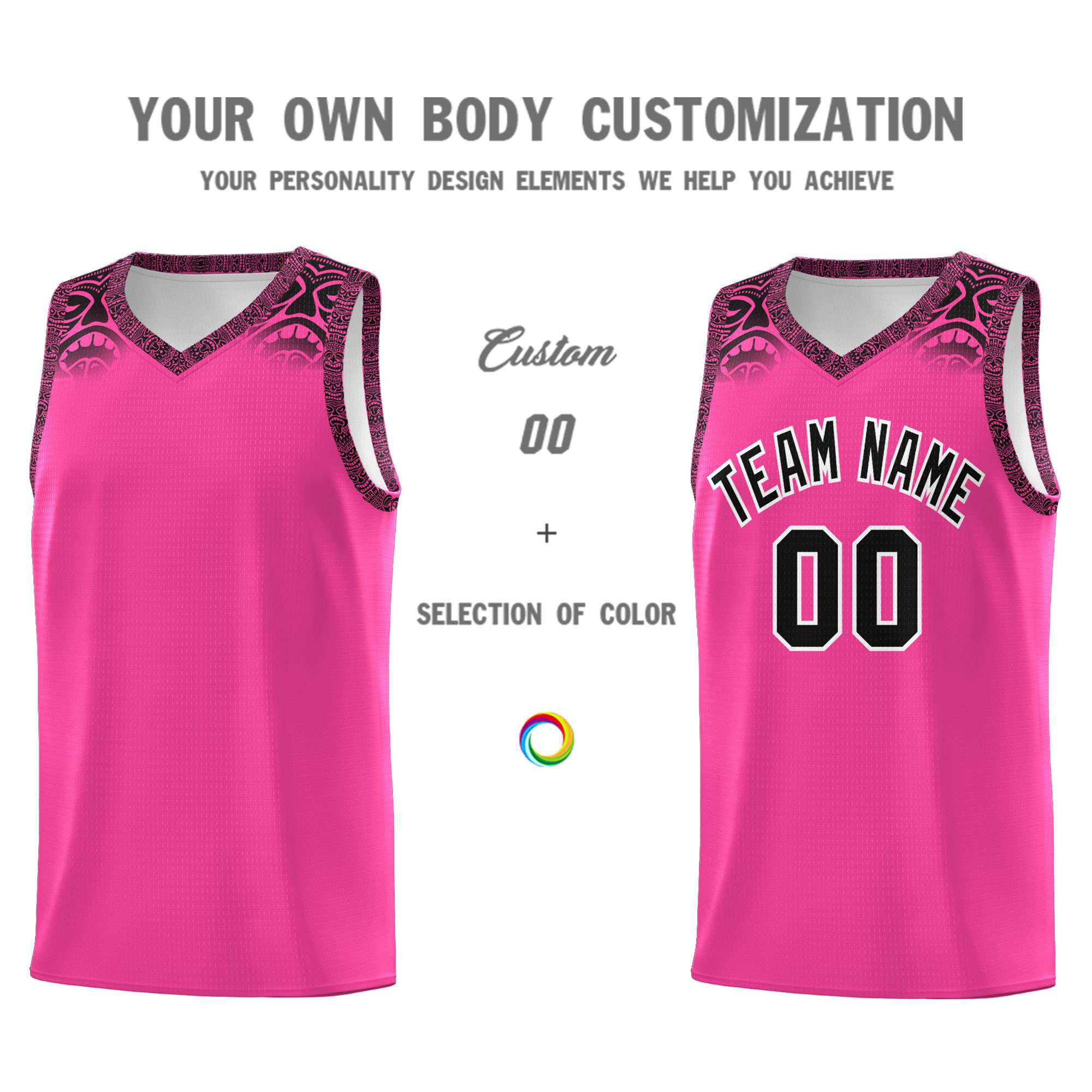 Custom Pink Black Personalized Indians Print Kits Sports Uniform Basketball Jersey|KXKSHOP