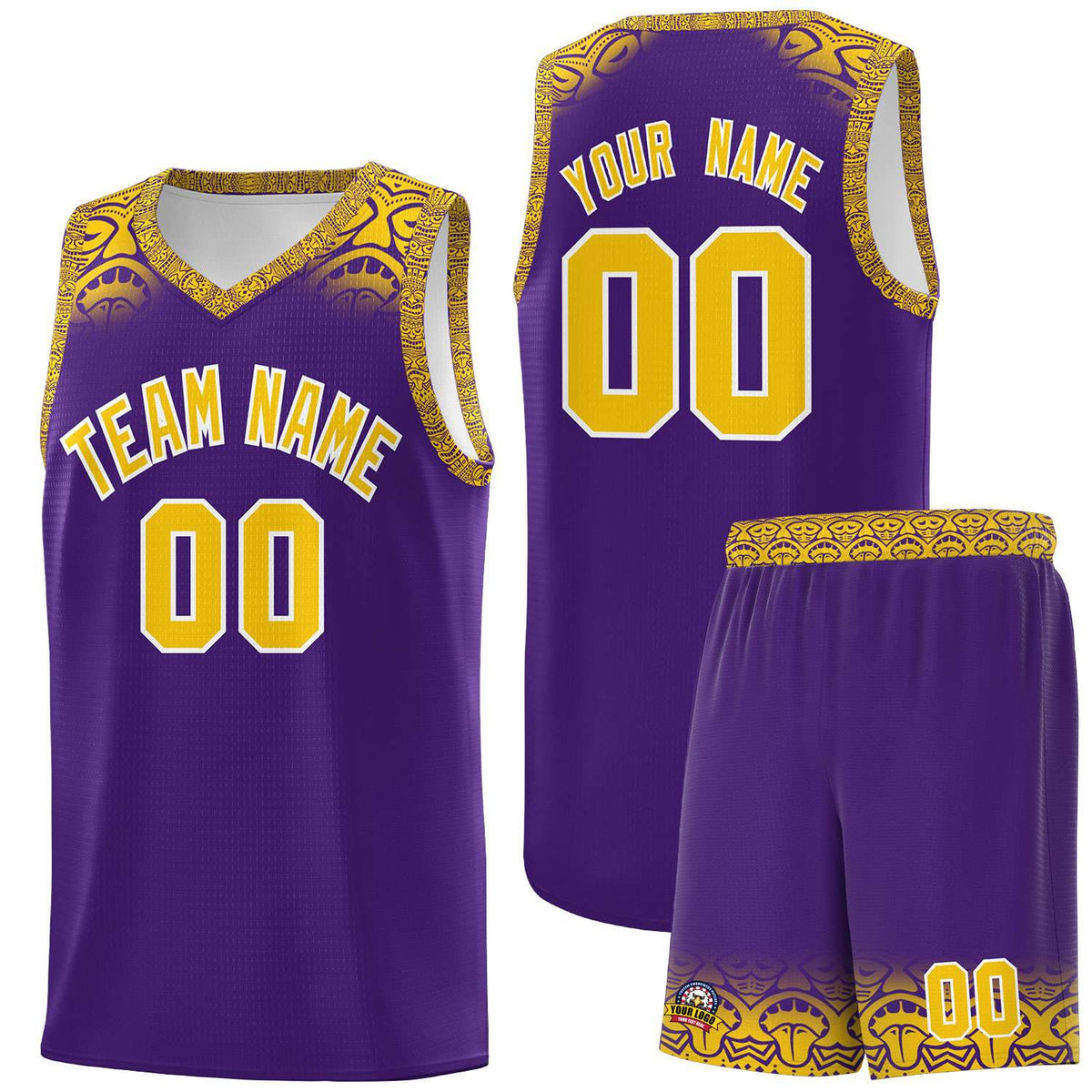 Custom Purple Gold Personalized Indians Print Kits Sports Uniform Basketball Jersey|KXKSHOP