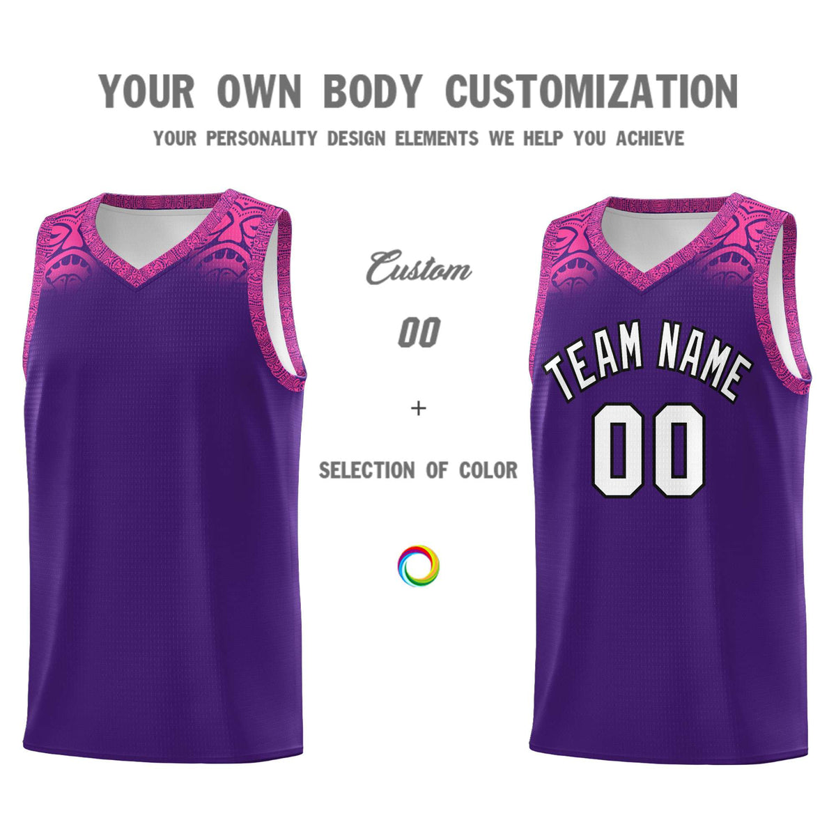 Custom Purple Pink Personalized Indians Print Kits Sports Uniform Basketball Jersey|KXKSHOP