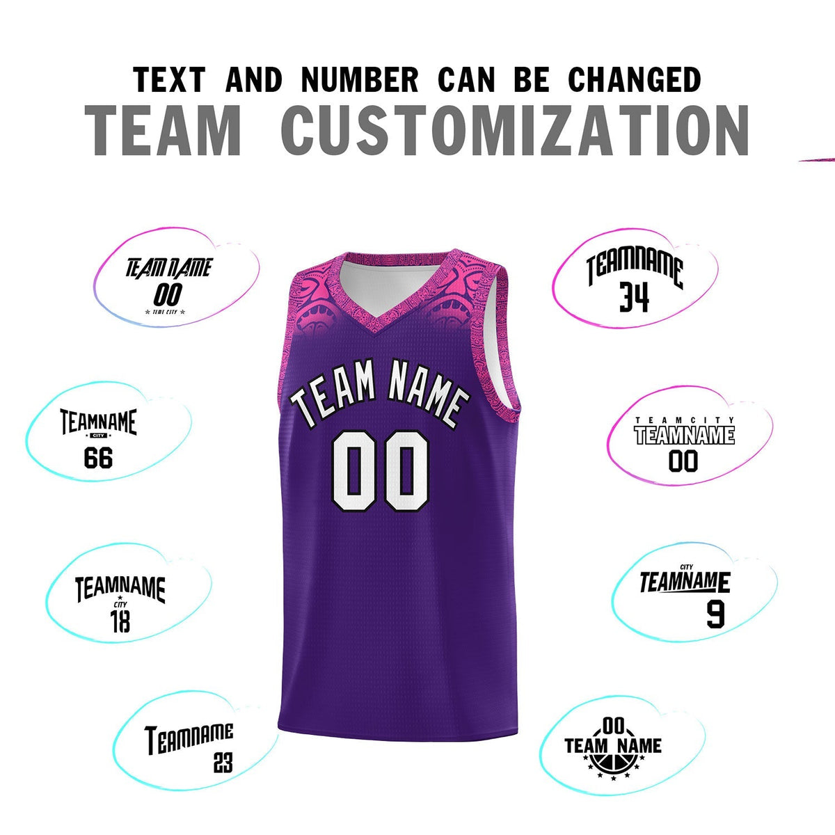 Custom Purple Pink Personalized Indians Print Kits Sports Uniform Basketball Jersey|KXKSHOP