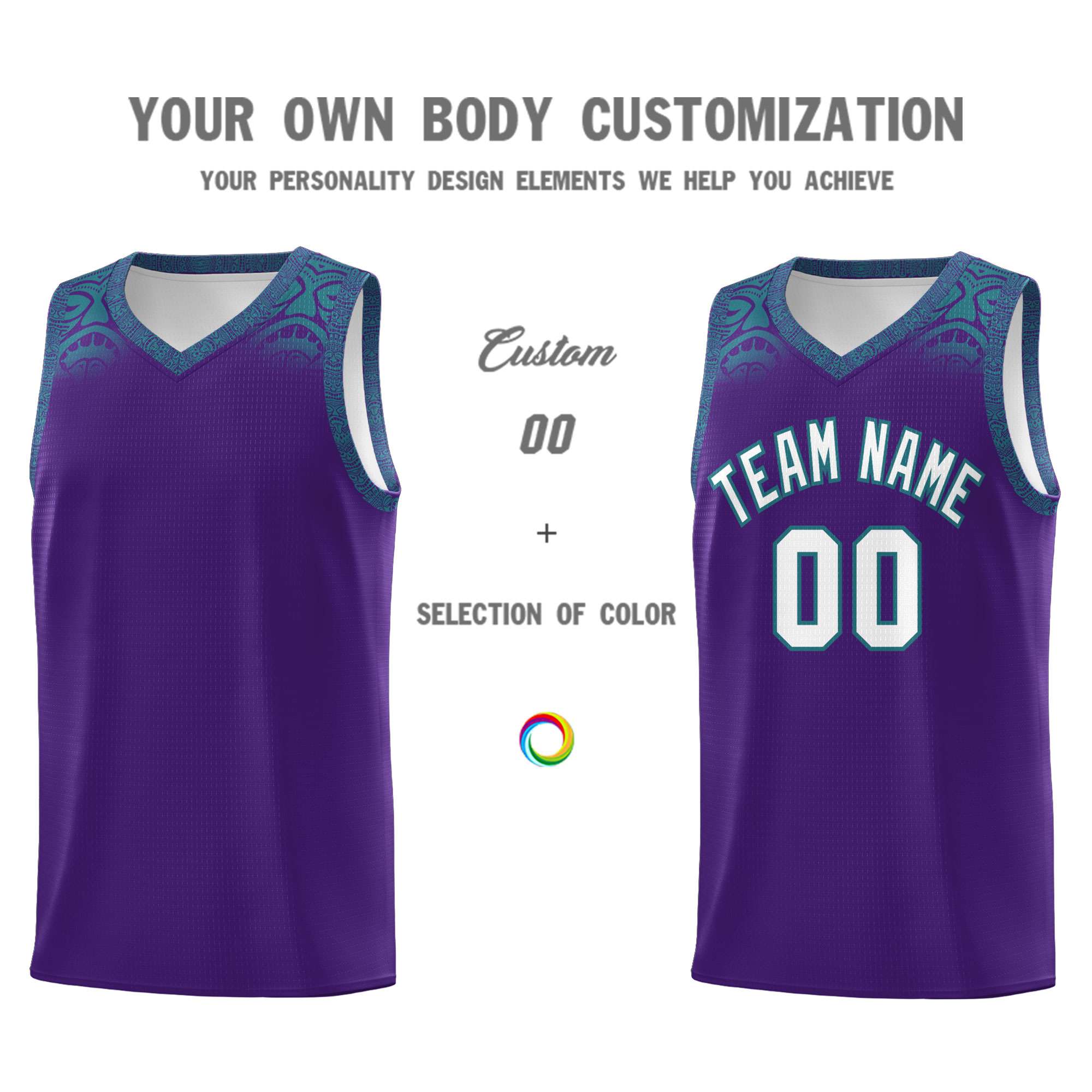 Custom Purple Aqua Personalized Indians Print Kits Sports Uniform Basketball Jersey|KXKSHOP