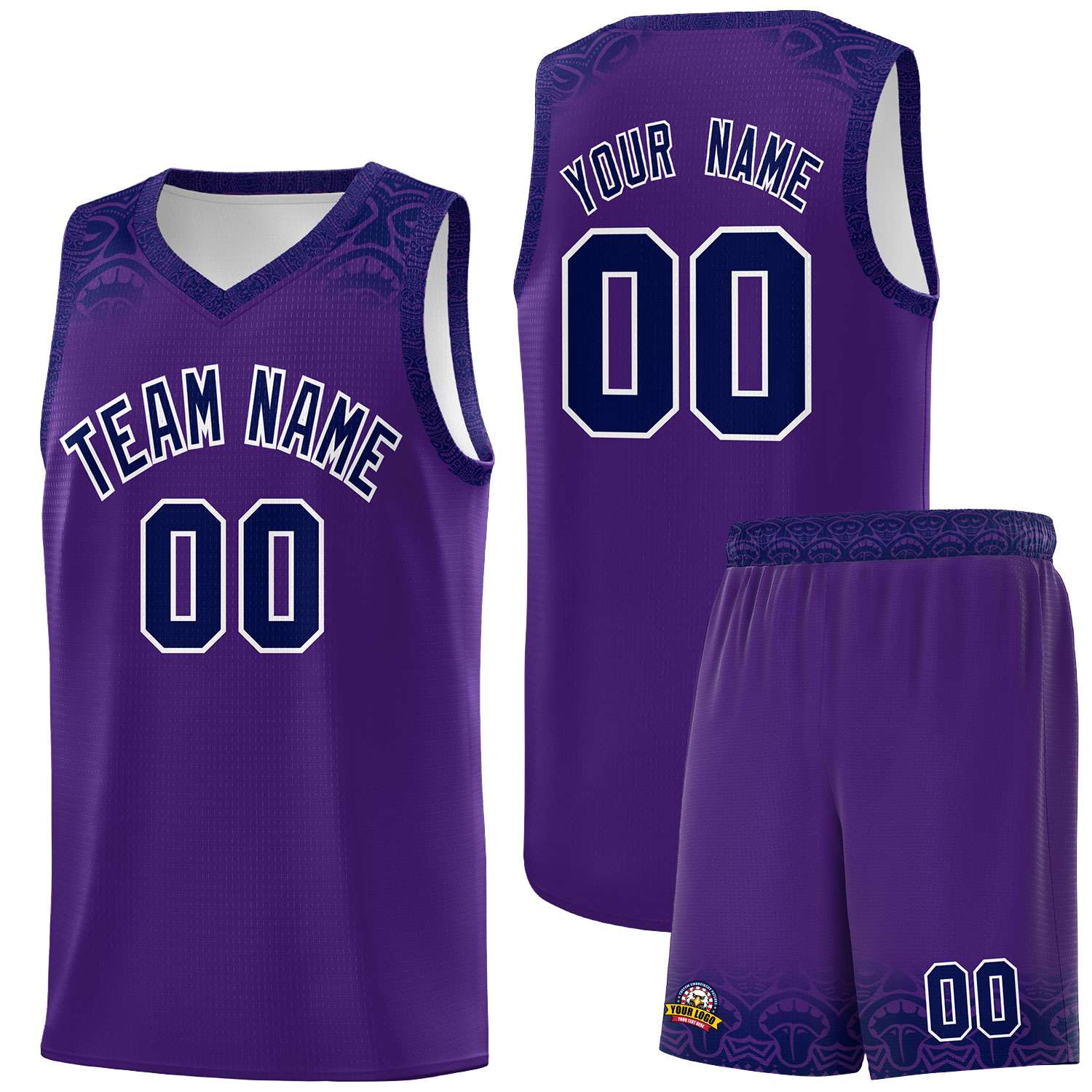 Custom Purple Royal Personalized Indians Print Kits Sports Uniform Basketball Jersey|KXKSHOP
