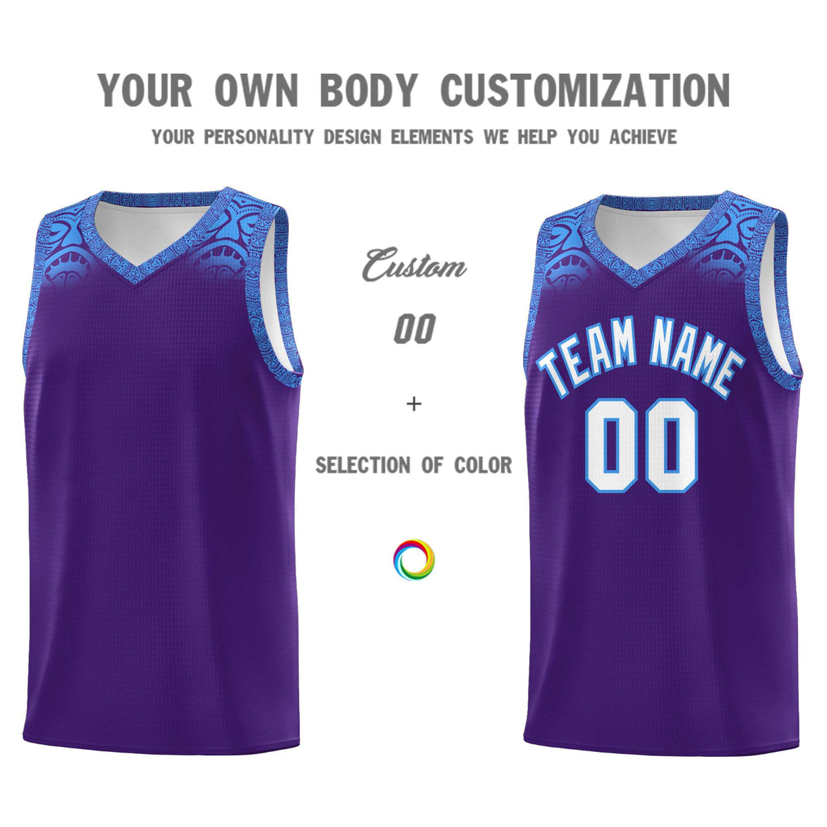 Custom Purple Powder Blue Personalized Indians Print Kits Sports Uniform Basketball Jersey|KXKSHOP