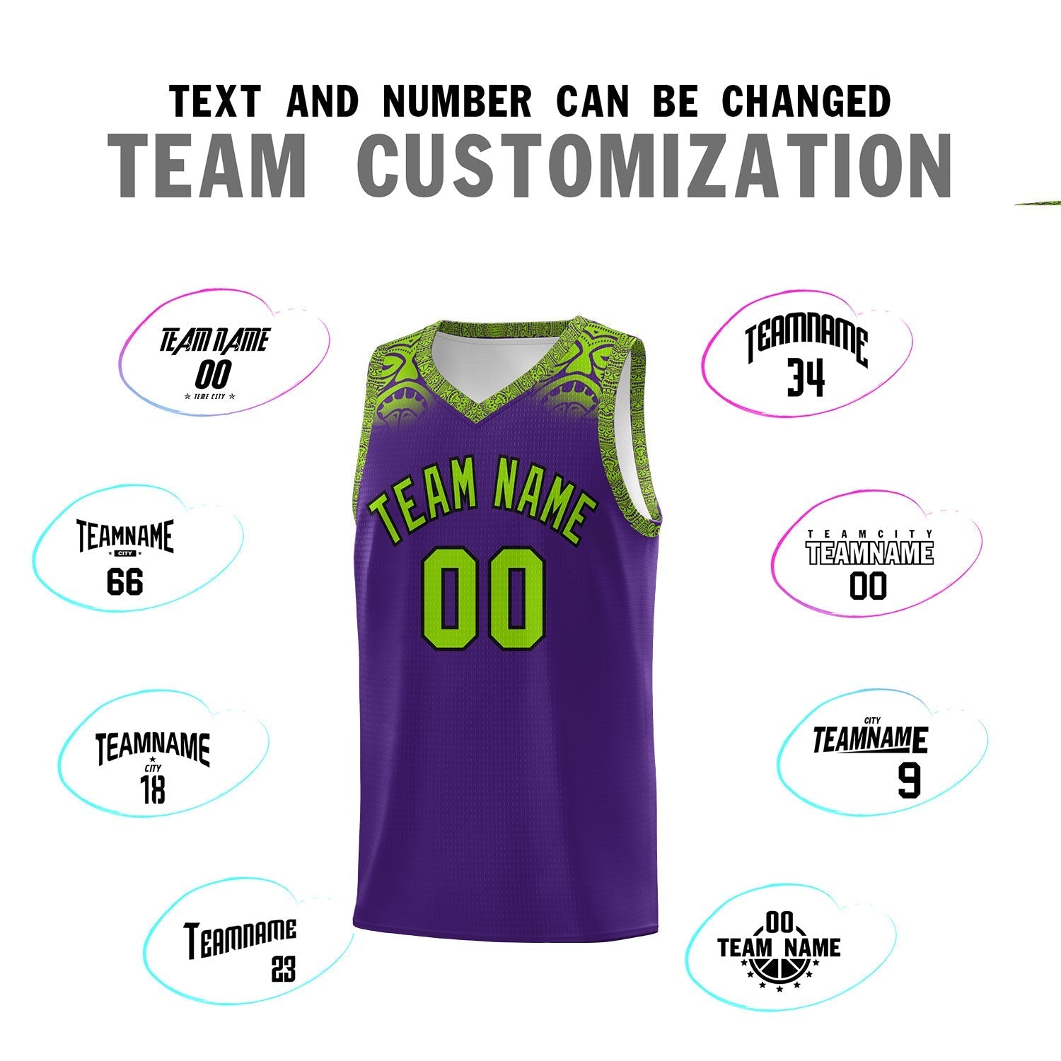 Custom Purple Green Personalized Indians Print Kits Sports Uniform Basketball Jersey|KXKSHOP