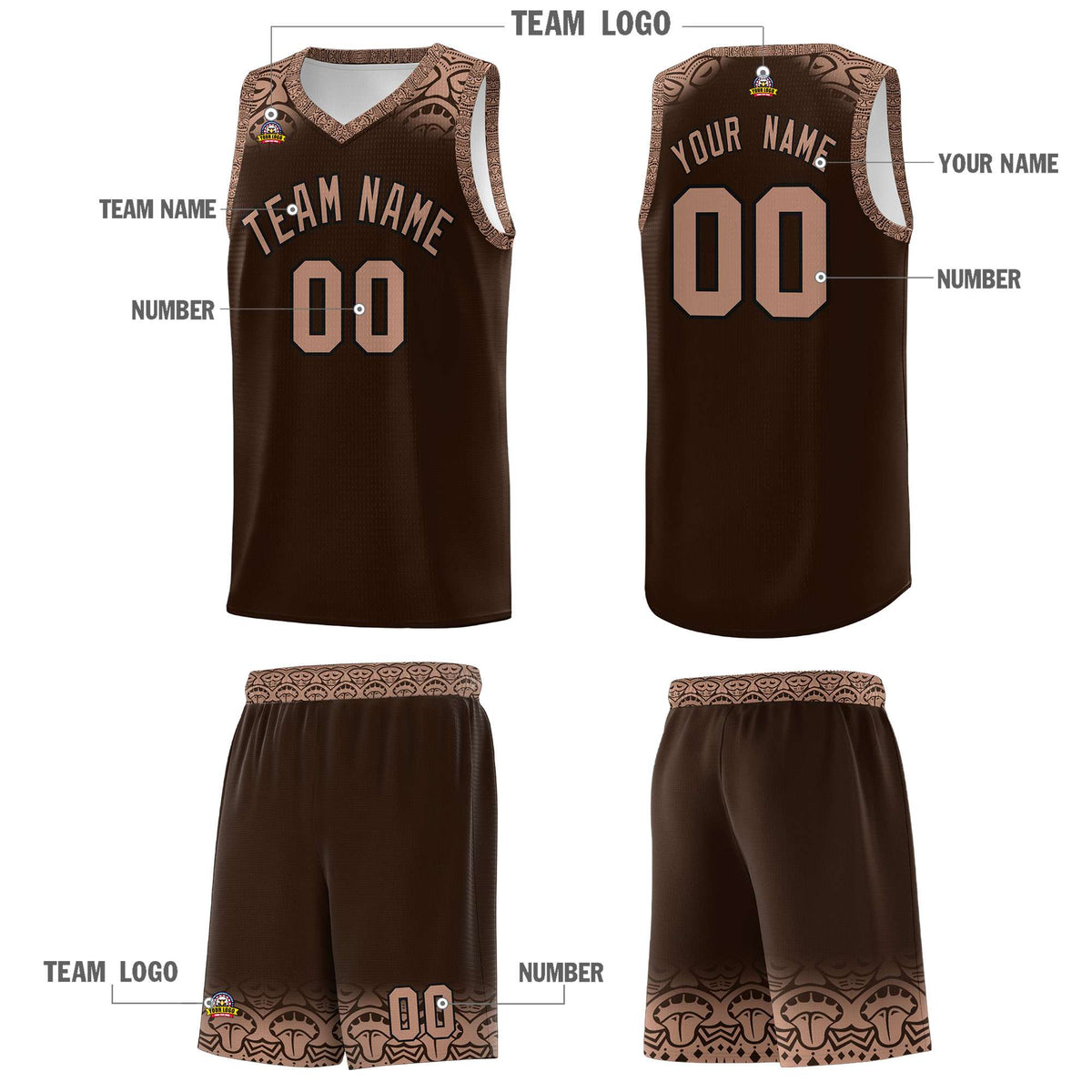 Custom Brown Teabrown Personalized Indians Print Kits Sports Uniform Basketball Jersey|KXKSHOP