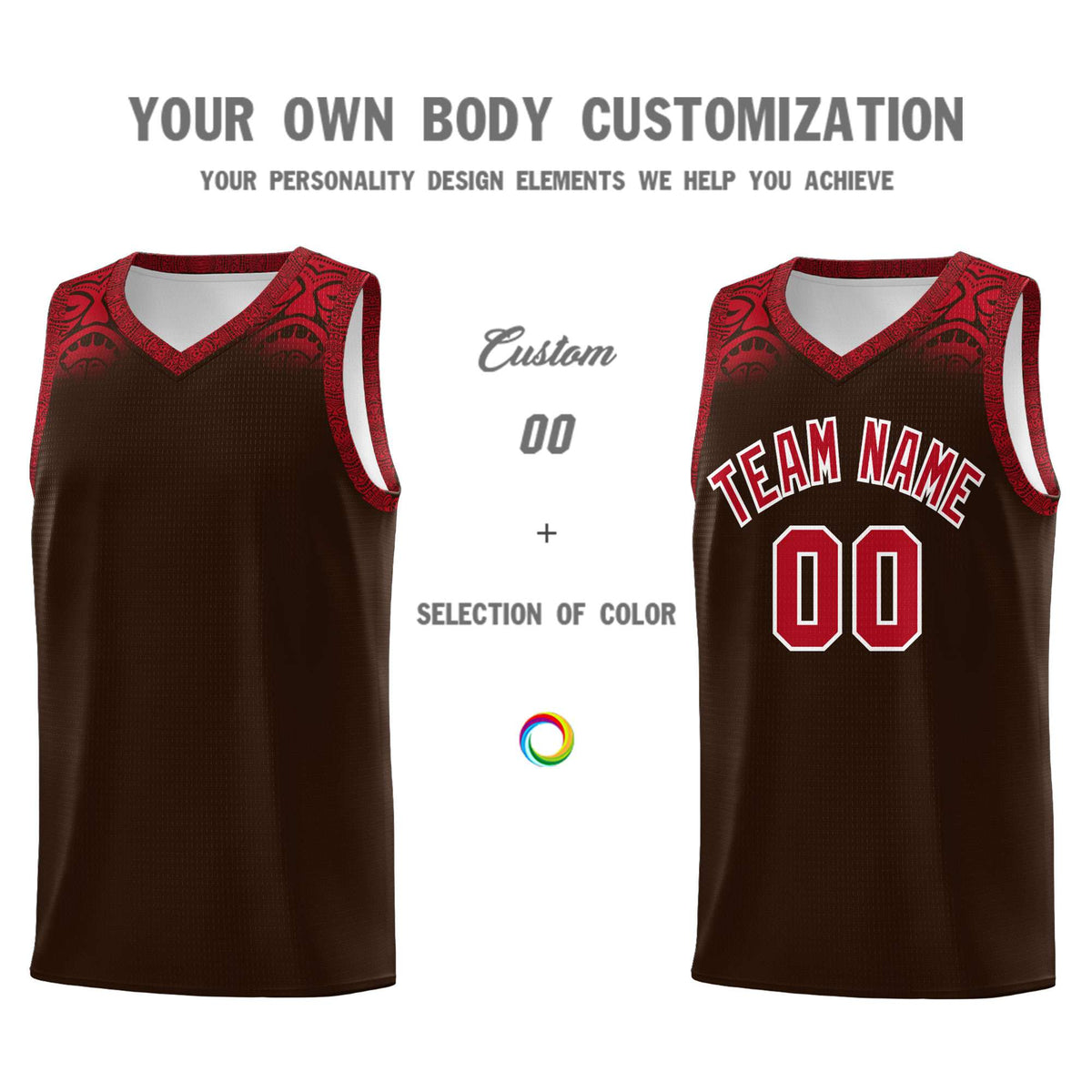 Custom Brown Red Personalized Indians Print Kits Sports Uniform Basketball Jersey|KXKSHOP