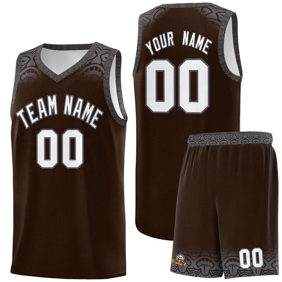 Custom Brown Dark Gray Personalized Indians Print Kits Sports Uniform Basketball Jersey|KXKSHOP