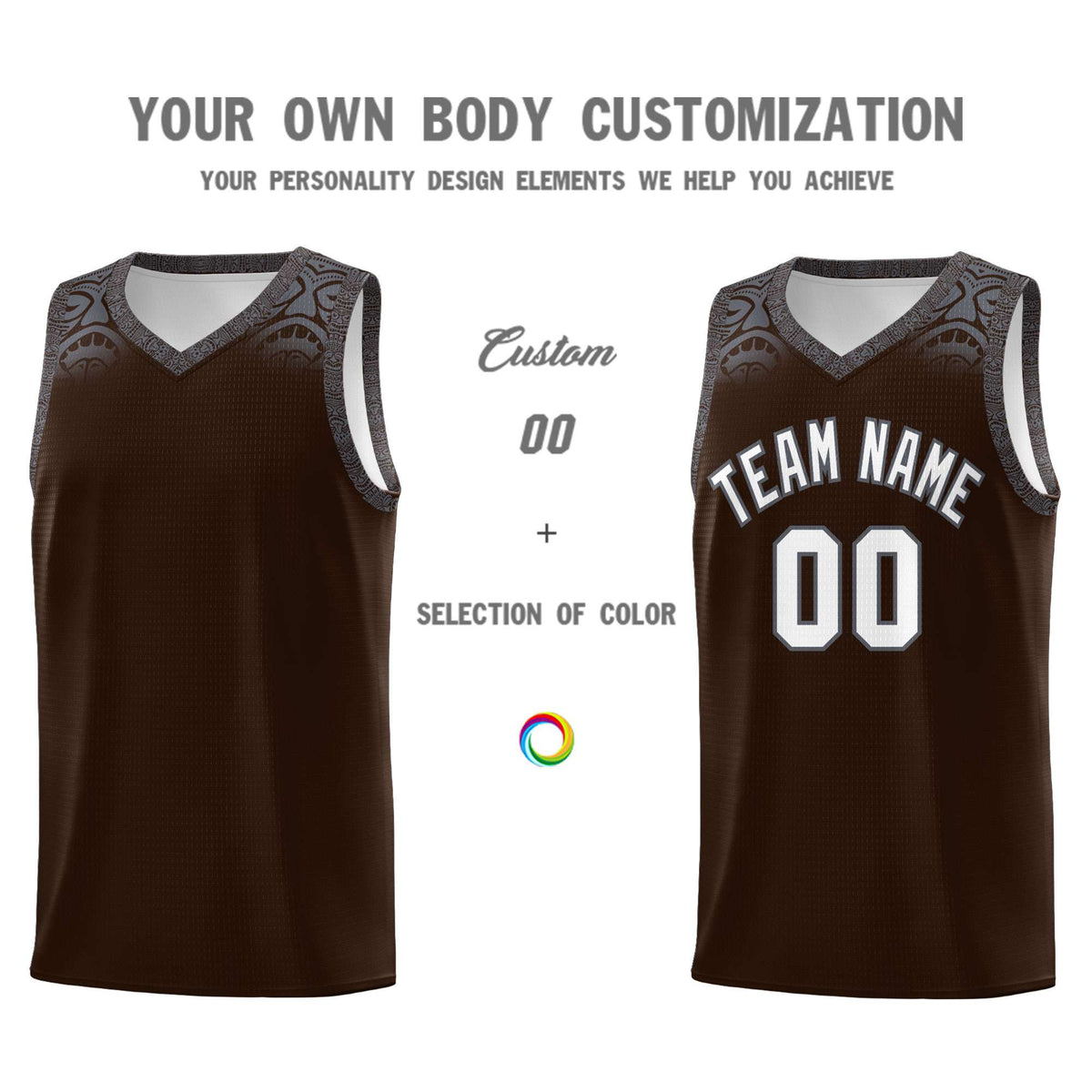 Custom Brown Dark Gray Personalized Indians Print Kits Sports Uniform Basketball Jersey|KXKSHOP