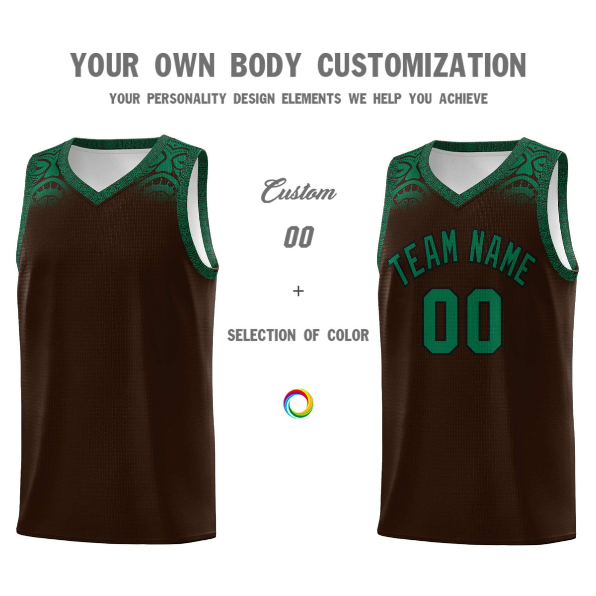 Custom Brown Kelly Green Personalized Indians Print Kits Sports Uniform Basketball Jersey|KXKSHOP