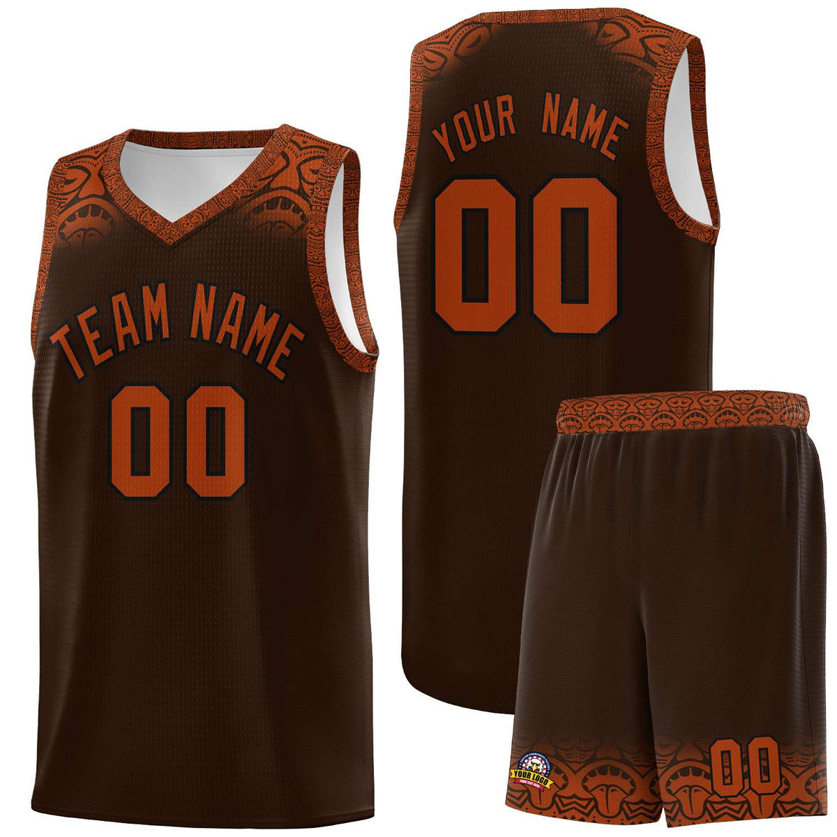 Custom Brown Texas Orange Personalized Indians Print Kits Sports Uniform Basketball Jersey|KXKSHOP